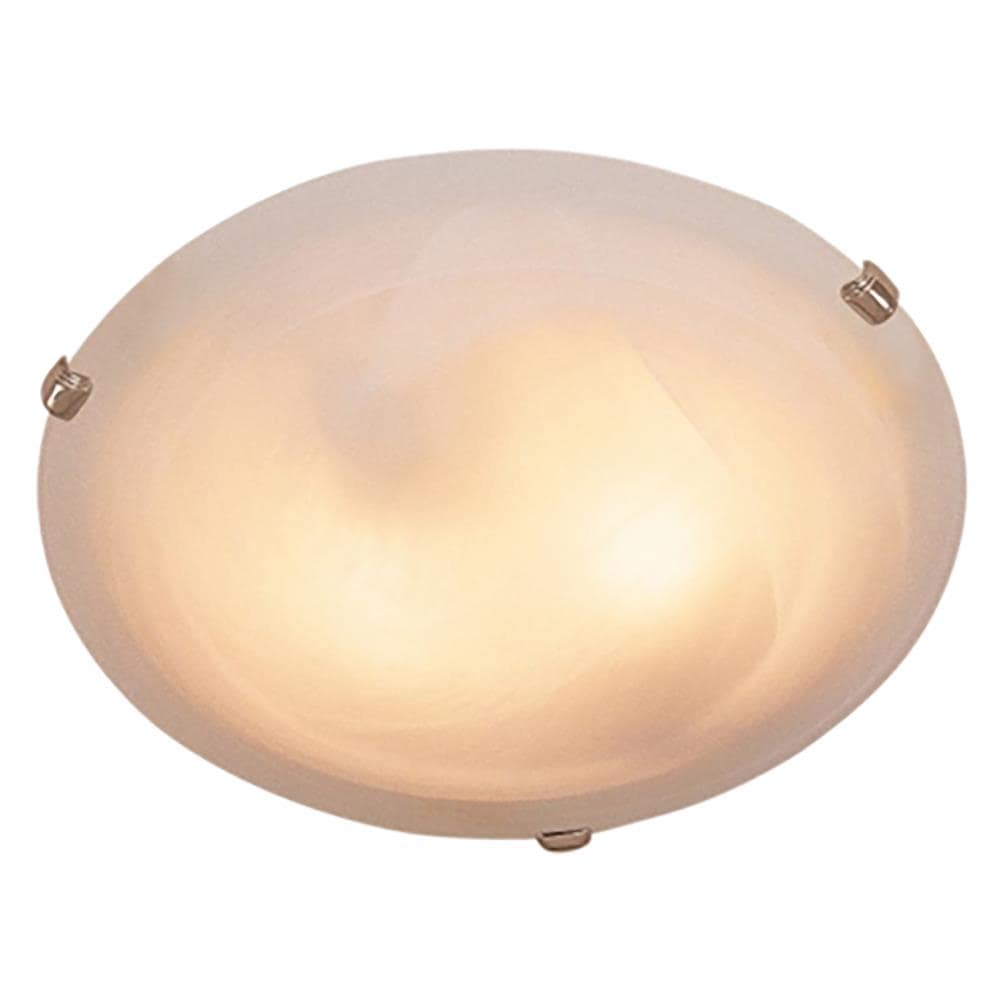 Cracka 15" Brushed Nickel Contemporary Flush Mount with Marbleized Glass