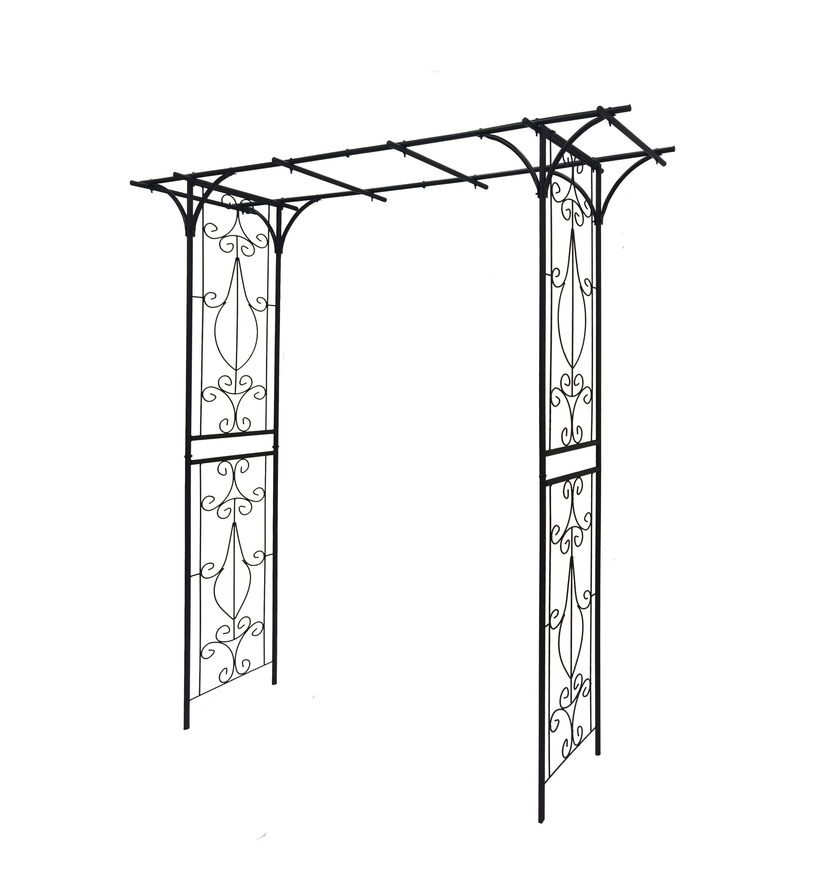 Maocao Hoom JLWP148590 Metal Garden Arch L80.3'' x W20.47'' x H81.1'' 4.91-ft W x 6.75-ft H Flat Black Wrought iron Garden Arbor