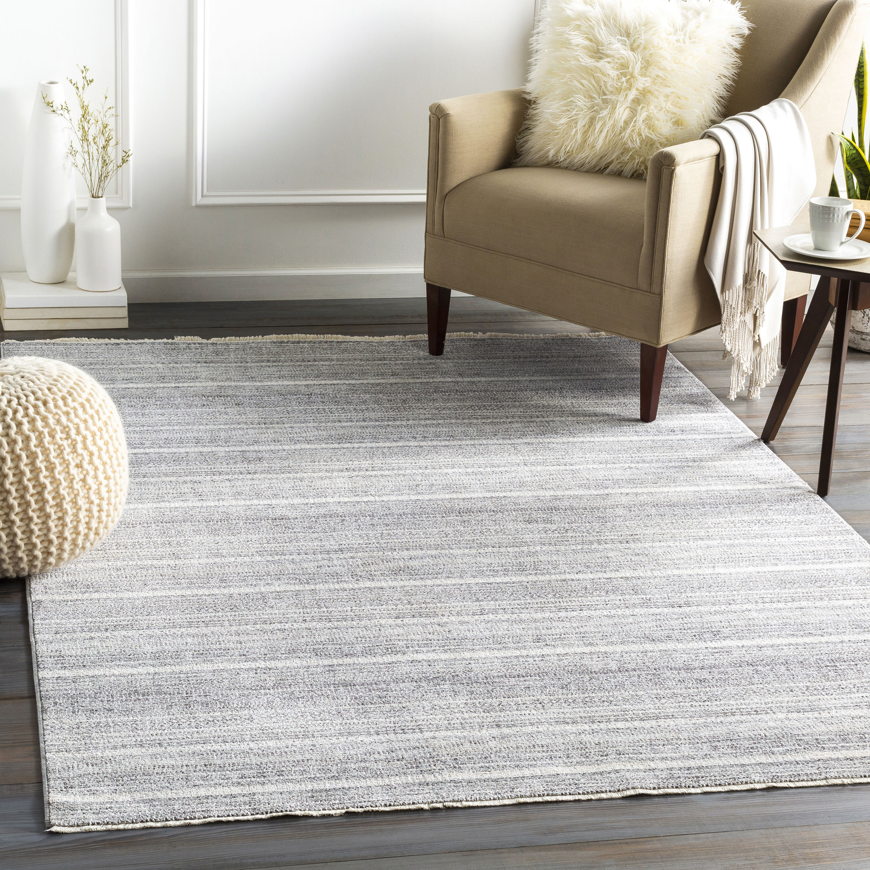 Surya Presidential 8 x 10 Gray Indoor Stripe Vintage Area Rug at Lowes.com