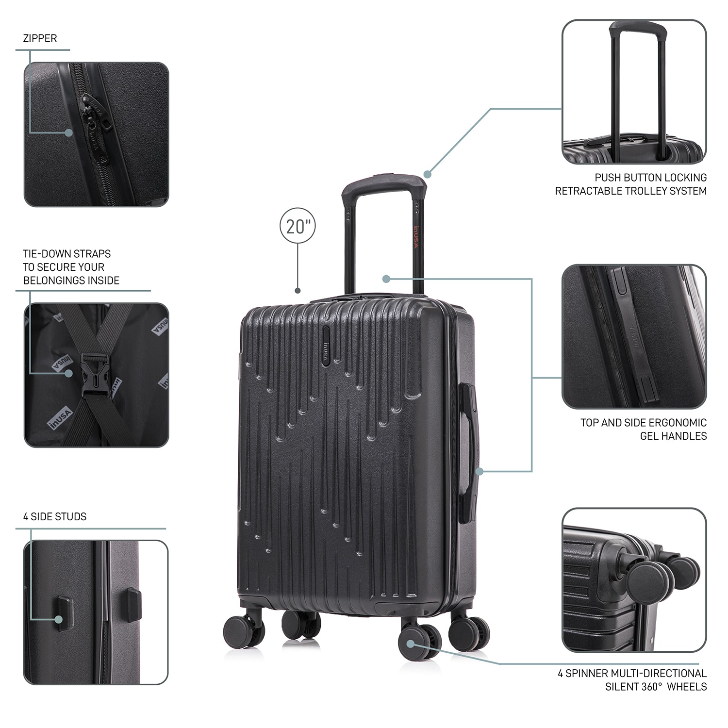 InUSA IUDRI00S-BLK Luggage-And-Luggage-Sets - View #3