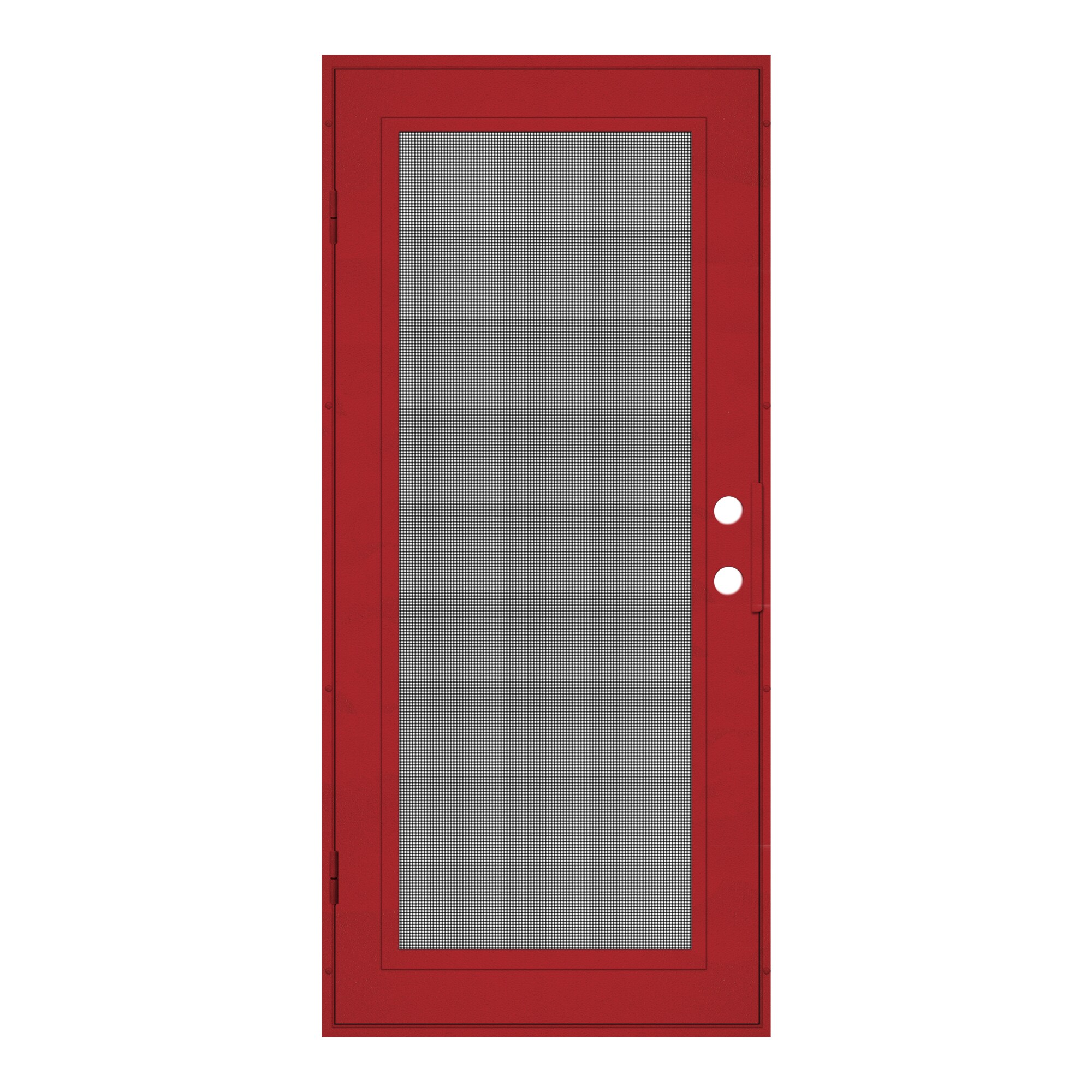 TITAN 3S0000DL2RD00A Full View Premium Aluminum Security Door 32-in x 80-in Red Aluminum Surface mount Right-hand outswing Security Door with Black Screen and Double bore