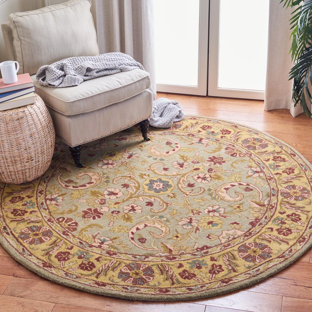 Gray 6' Round Hand-Tufted Wool Area Rug
