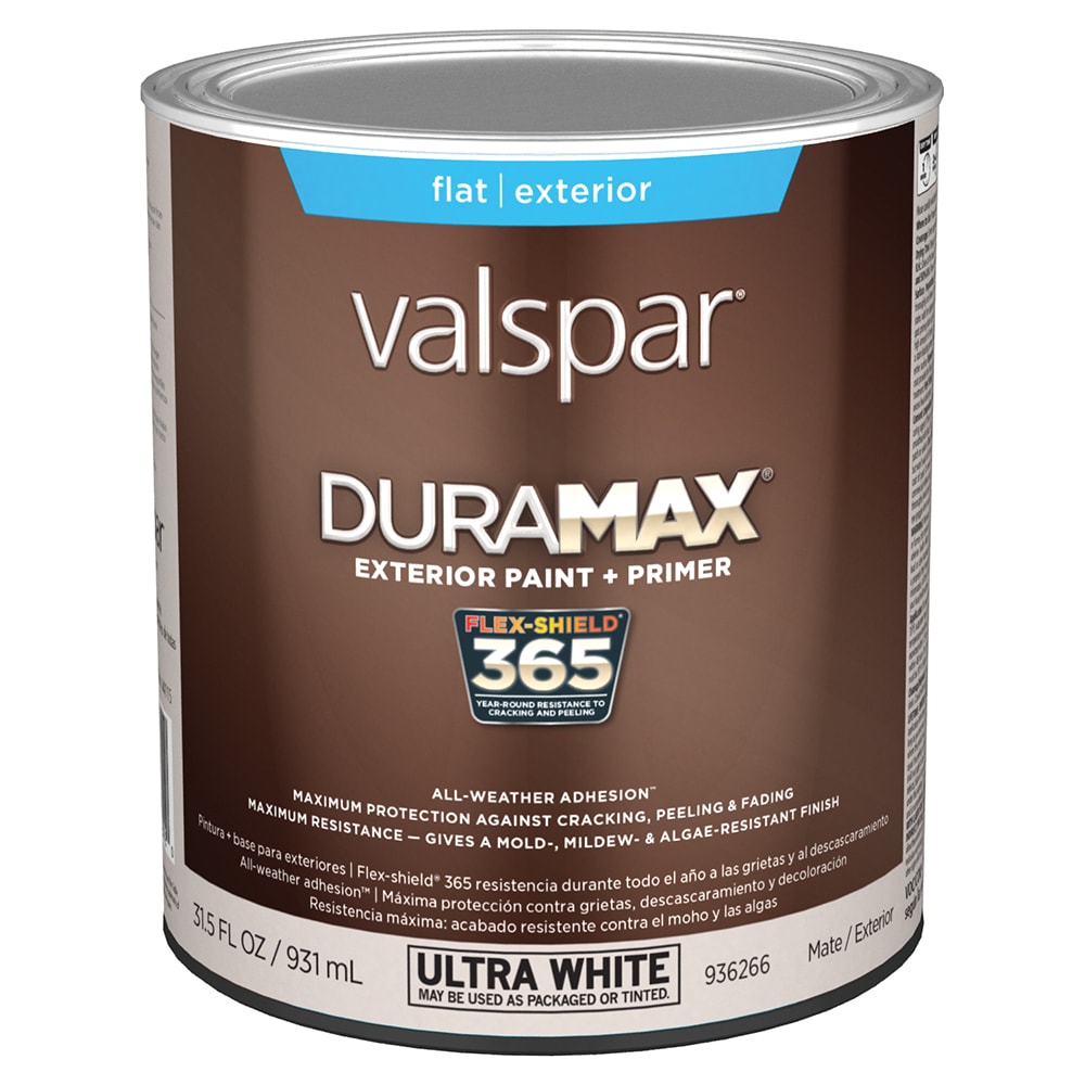 Valspar 007.0936266.005 Duramax Flat Ultra White/Tint Base 1 Tintable Latex Exterior Paint + Primer ( 1-quart )