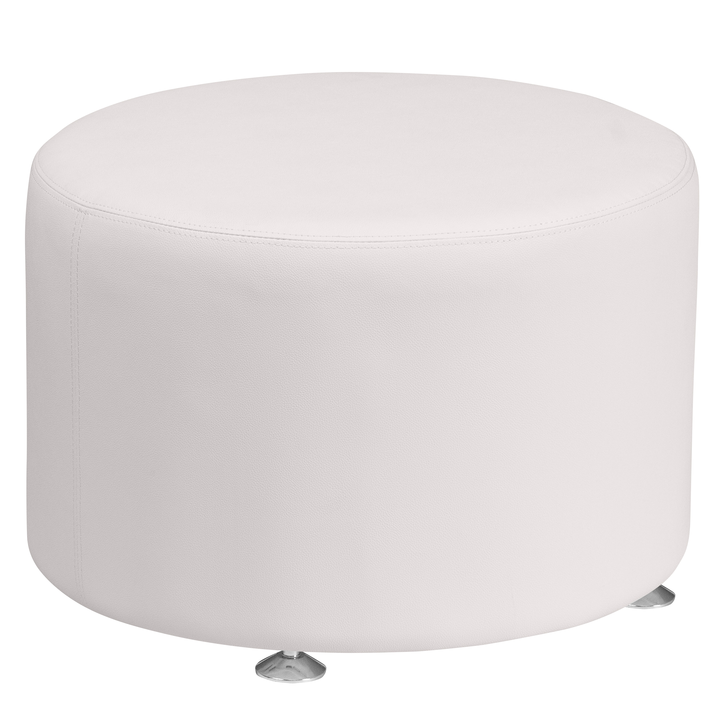 Flash Furniture 889142085508 HERCULES Alon Series Modern Melrose White Faux leather Round Ottoman