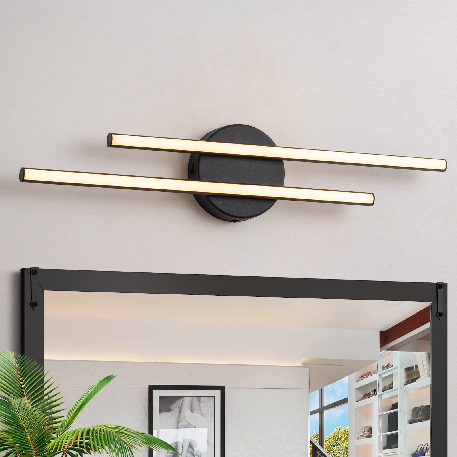 LLHZSY 22.06-in 2 Light Matte Black Integrated LED Modern/contemporary Bathroom Vanity light bar