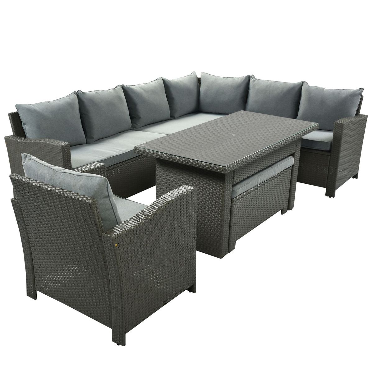 JASMODER Rattan Outdoor Sectional with Beige Cushion(S) Frame at Lowes.com