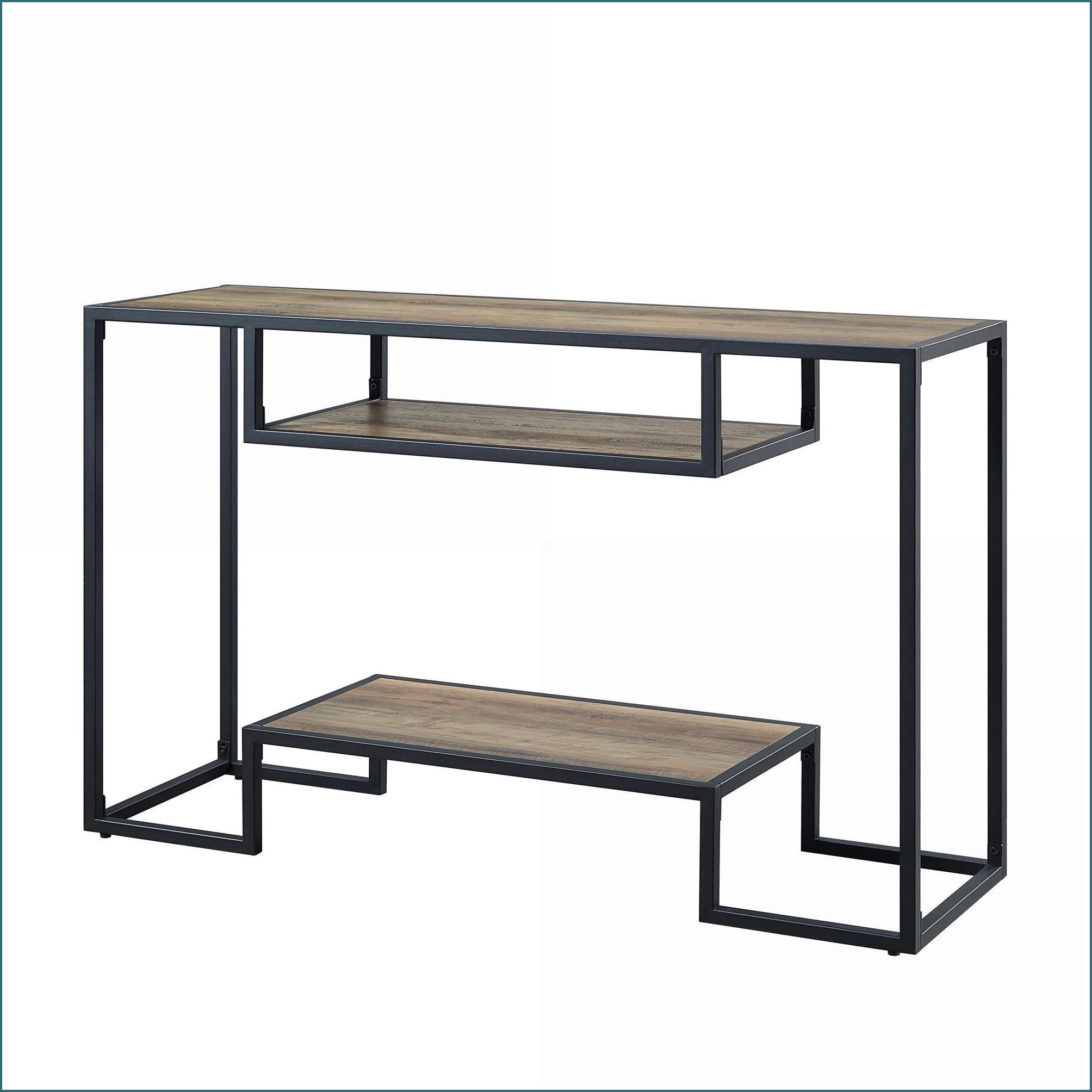 Watnature Rustic Oak amp Black Industrial Coffee Table with 2 Storage ...