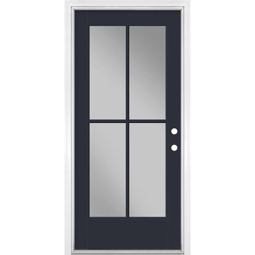 Masonite 1524159 36-in x 80-in x 4-9/16-in Fiberglass Full lite Left-hand inswing Eclipse Painted Prehung Front Door with Brickmould Insulating core