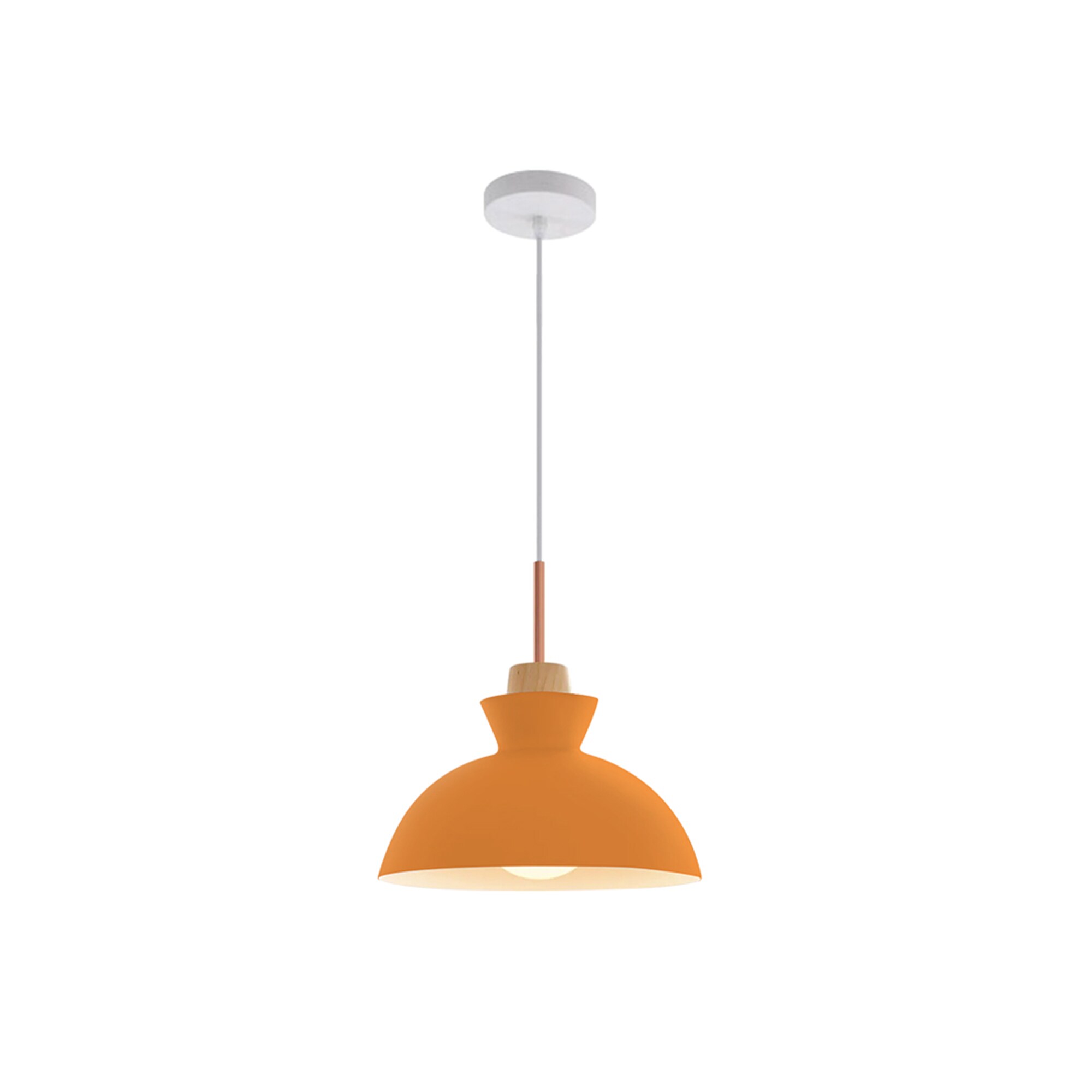 Ozma Orange Aluminum Dome Pendant Light with Adjustable Cord