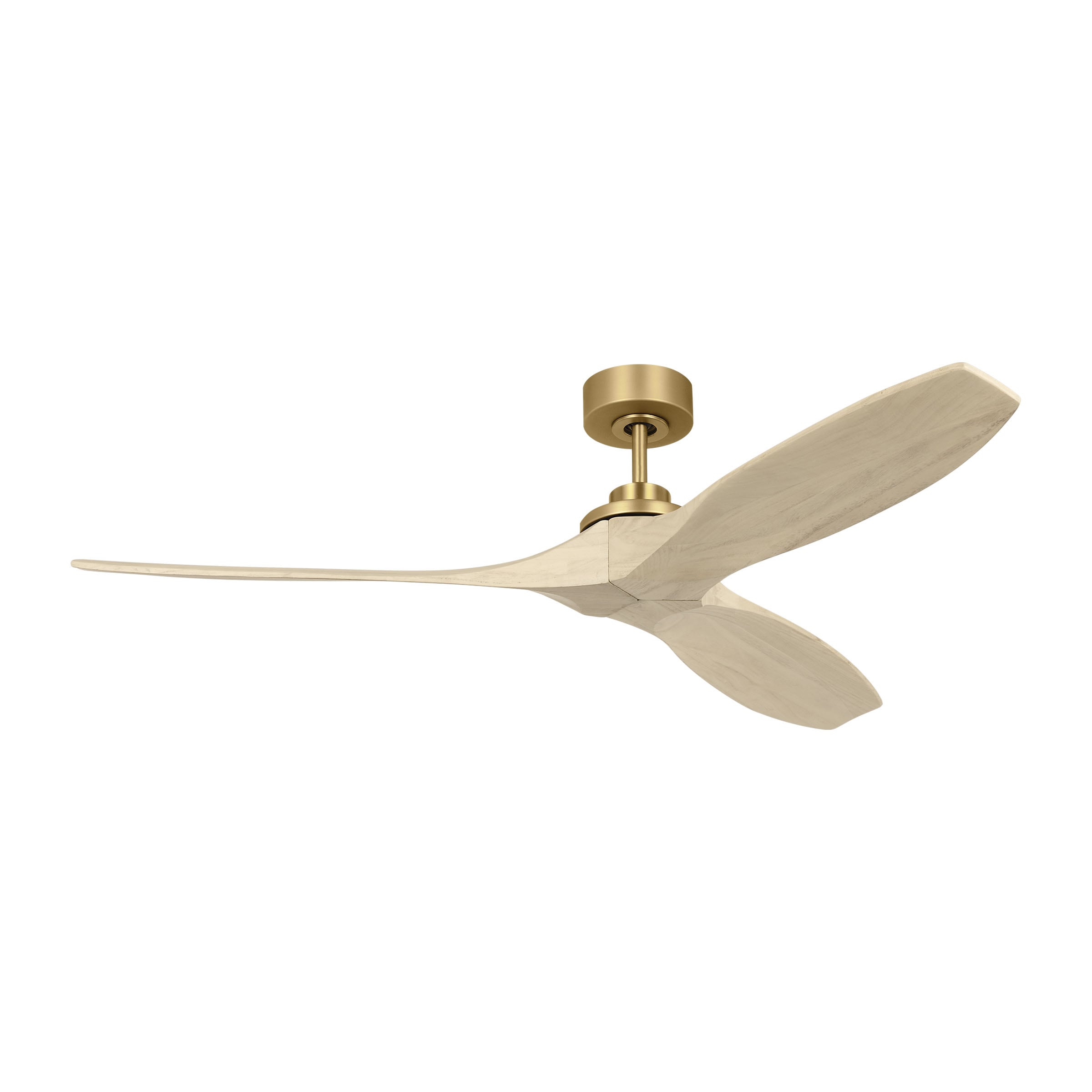 Generation Lighting 3CLNSM60BBSWWO Collins Smart 60-in Outdoor Satin Brass with Washed White Oak Blades Ceiling Fan Without Light - Remote Included ( 3 -Blade )