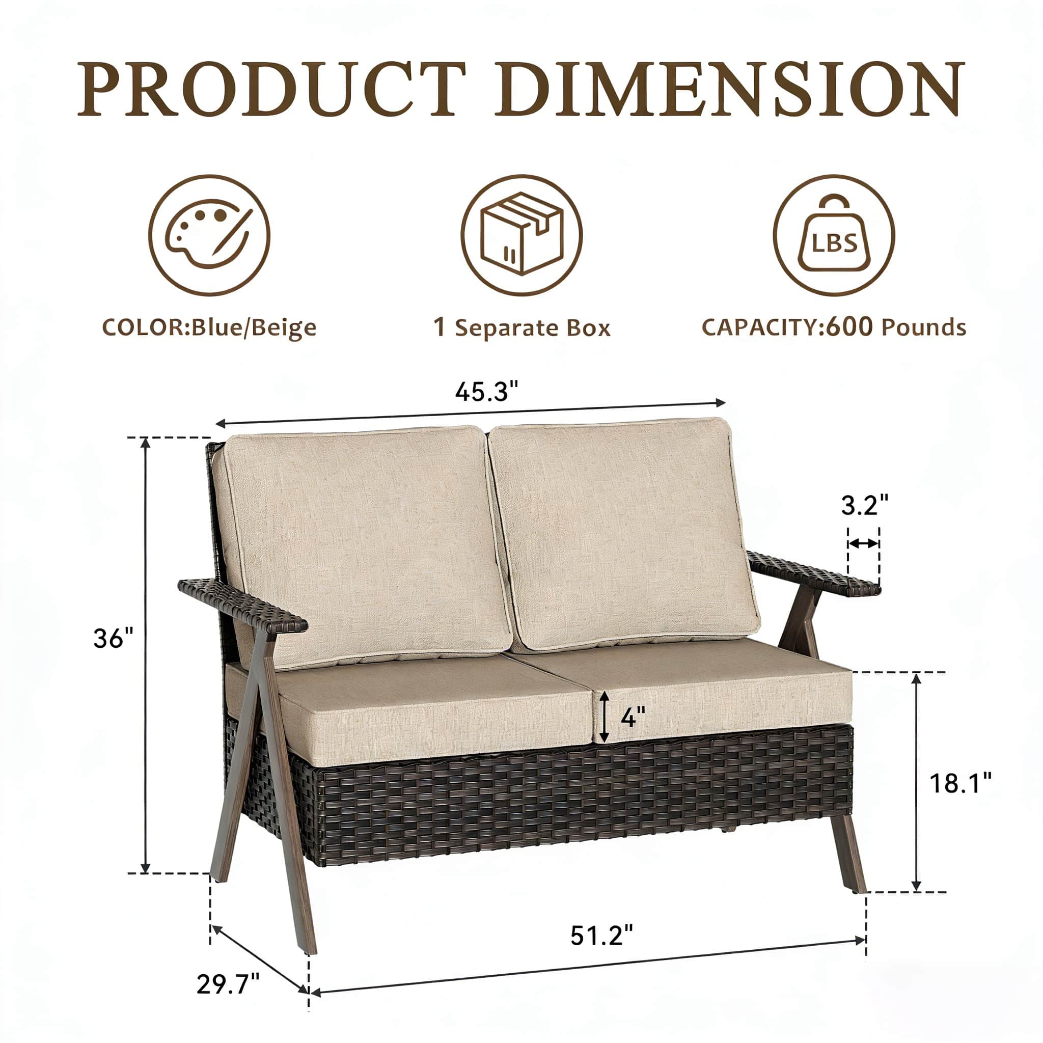 Bestier USLOW-O400519CC-OWHT Patio-Conversation-Sets - View #6
