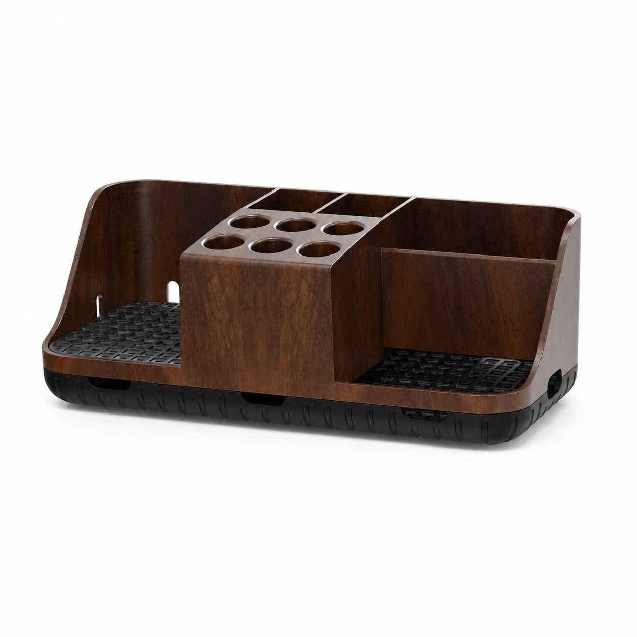 Etokfoks -  1 Piece Walnut Black Bathroom Countertop Accessory Set for Water Flosser Toothbrush a...
