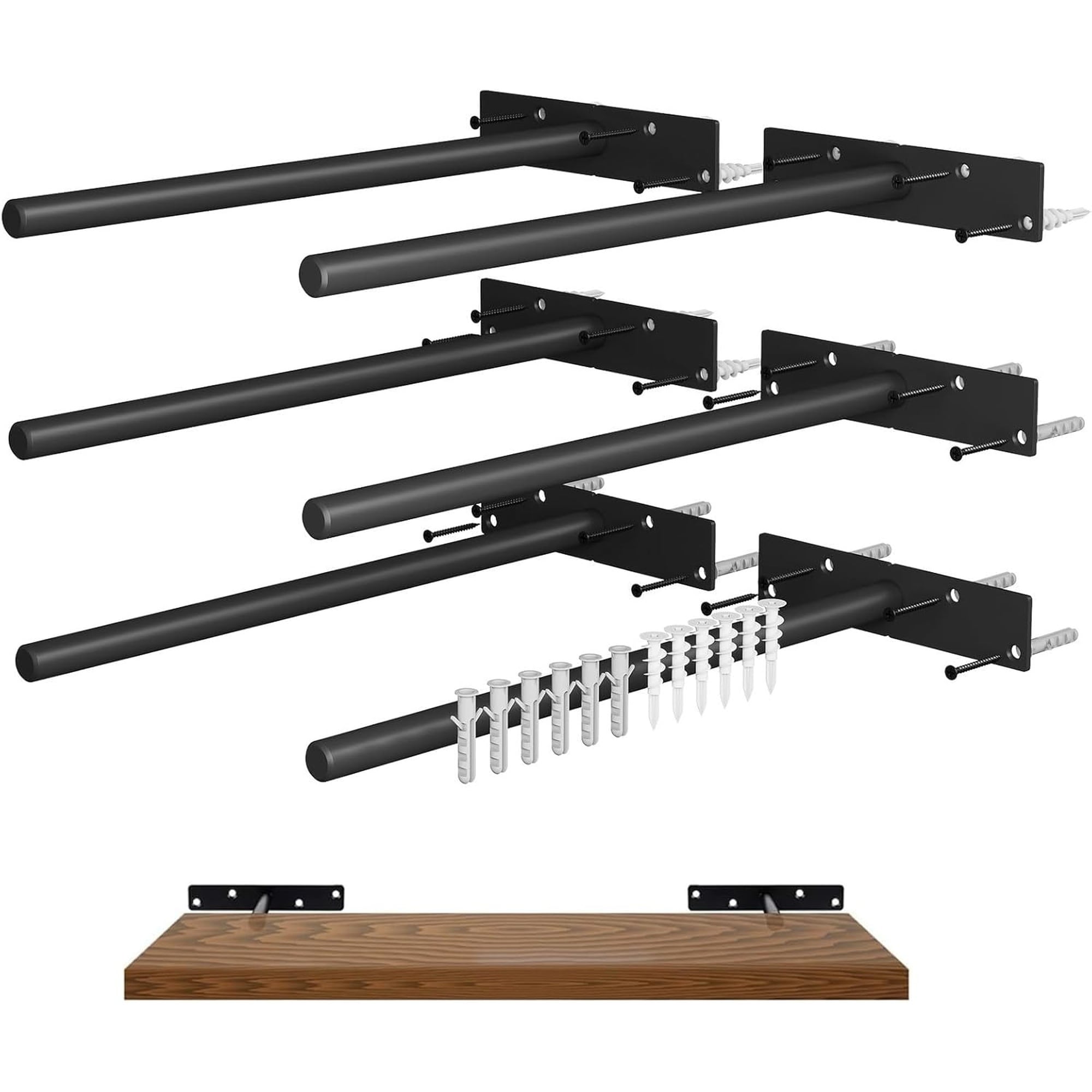 Angel Sar 6 Pcs 10 in Floating Shelf Brackets Hidden Heavy Duty Blind Shelf Support 200 Lbs for DIY Wood Wall Floating Shelves