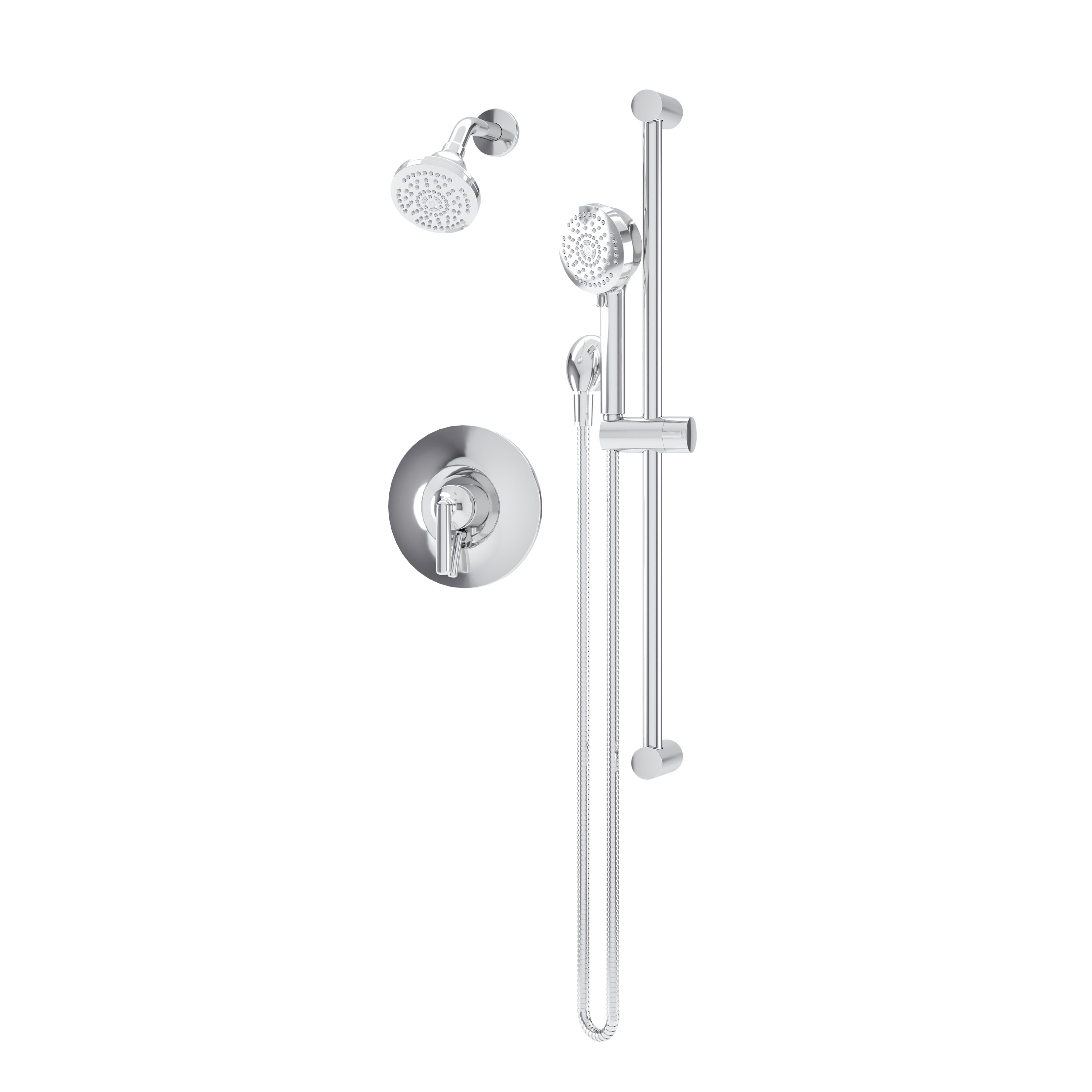 Symmons S599815TRM Birch Polished Chrome 3.94-Inches Dual Head Built-In Shower Faucet System with