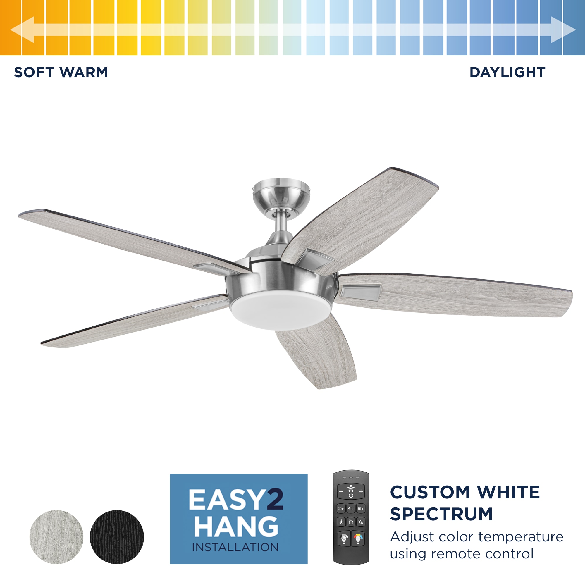 Harbor Breeze Providence Easy2Hang 52-in Brushed Nickel Color 