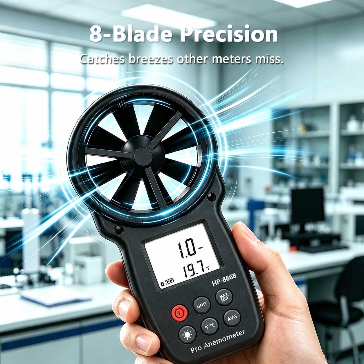 KHKFY Digital Anemometer Handheld Wind Speed Meter Measures Wind Speed ...