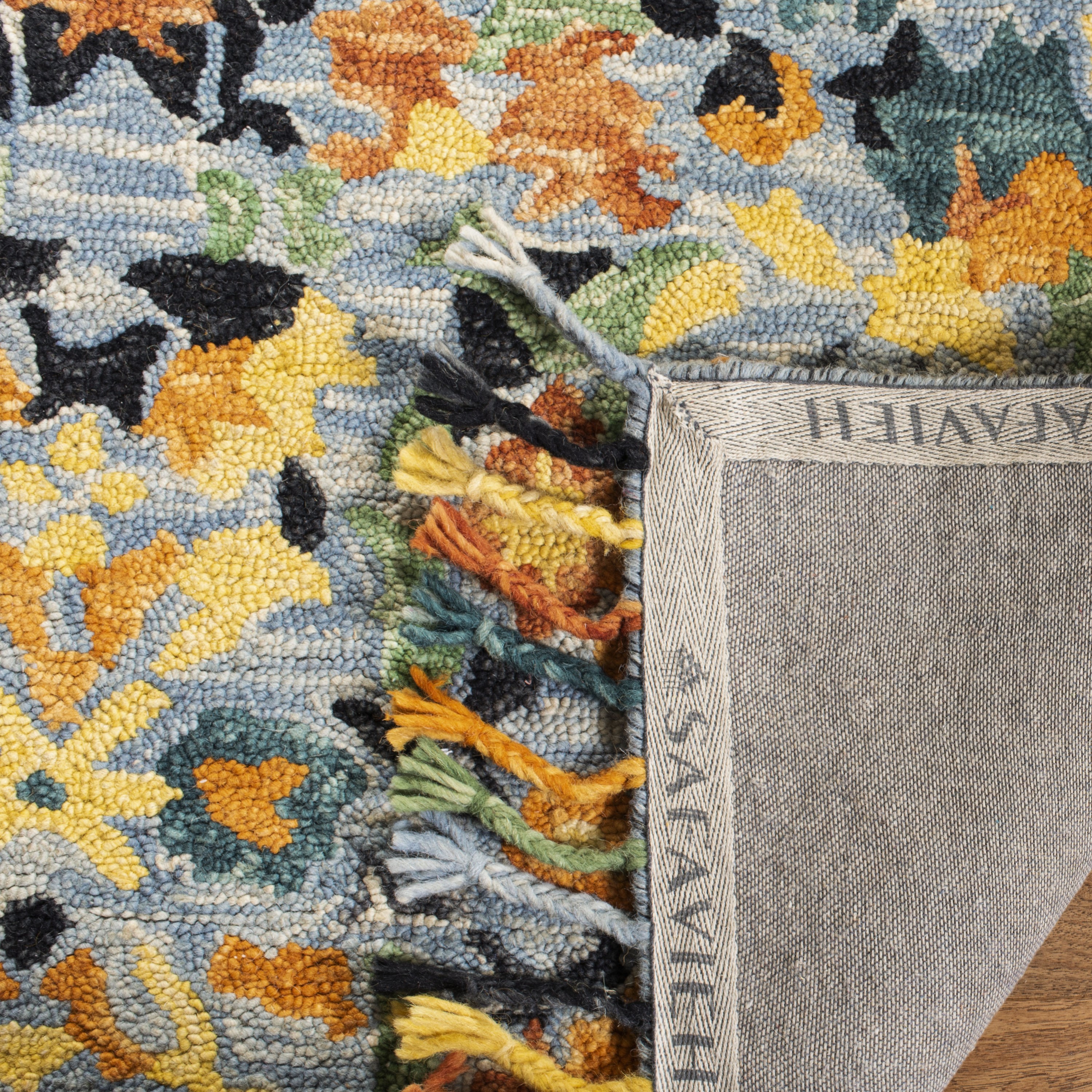 Handmade Tufted Blue Wool Runner Rug - 27"x6"