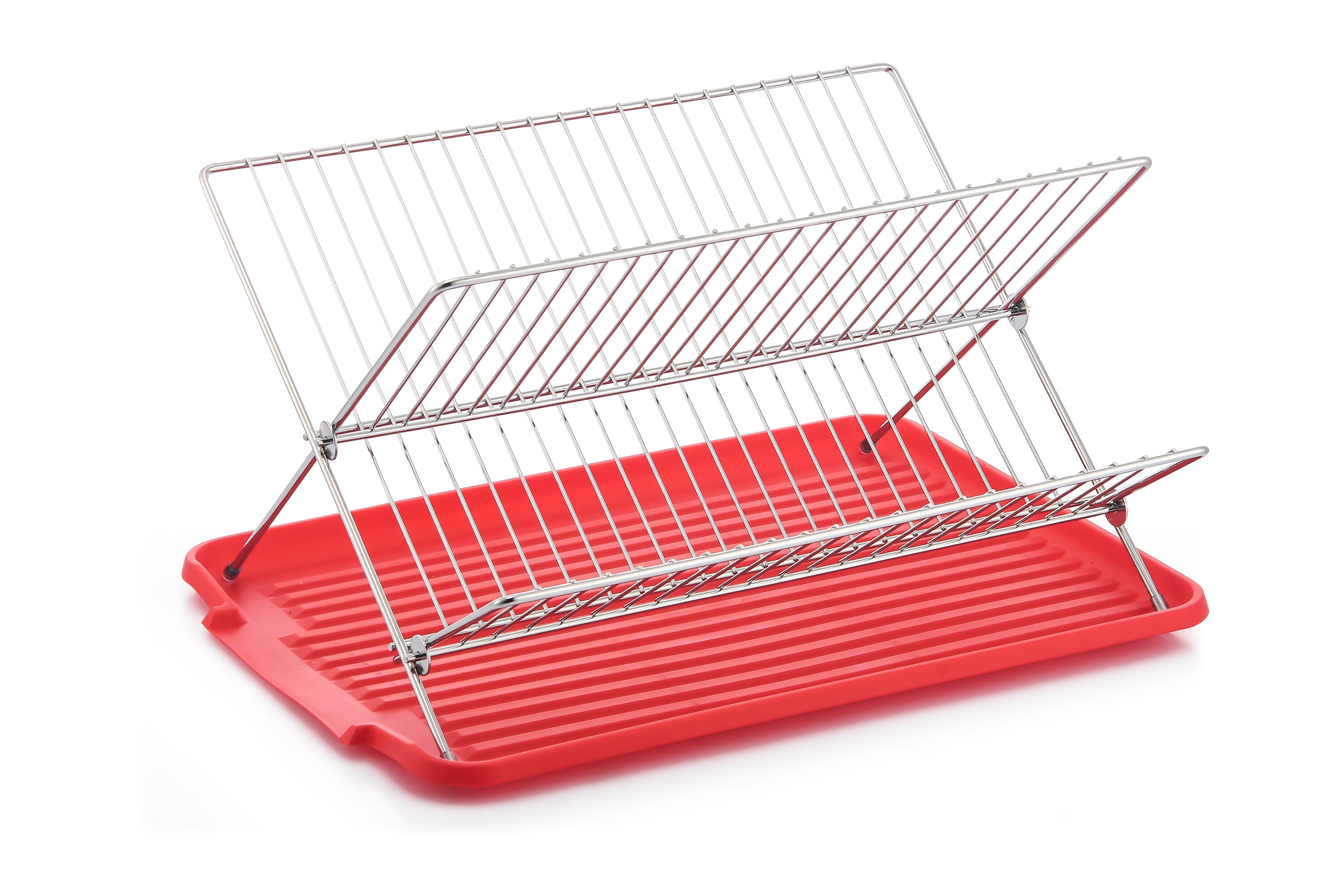 J&V TEXTILES X Shaped Stainless Steel 2-Tier Dish Rack with