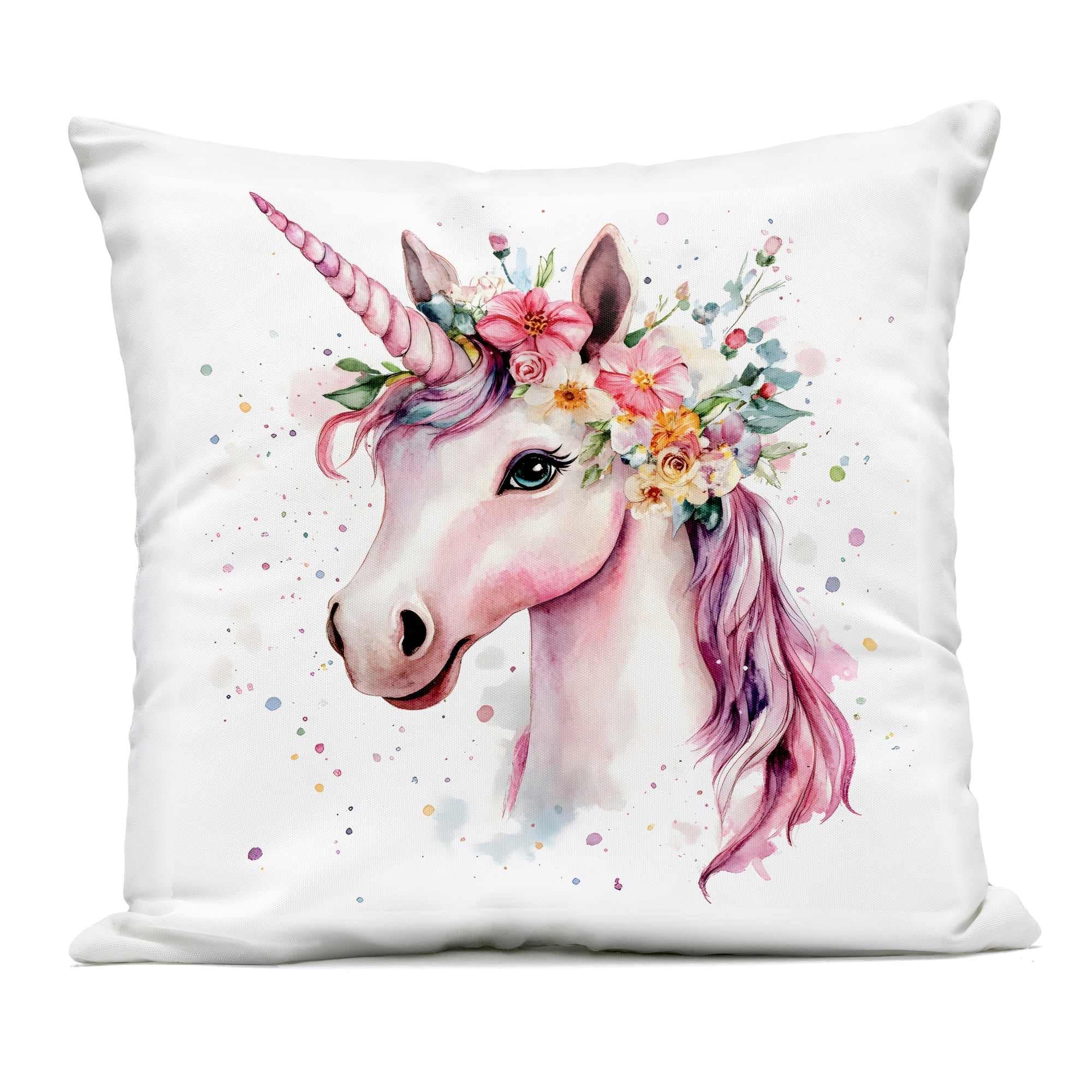 Stupell Industries PLR-047-OSQ-18X18 Majestic Unicorn Modern Splatter Outdoor Printed Pillow design by Creative Studio 18 x 18