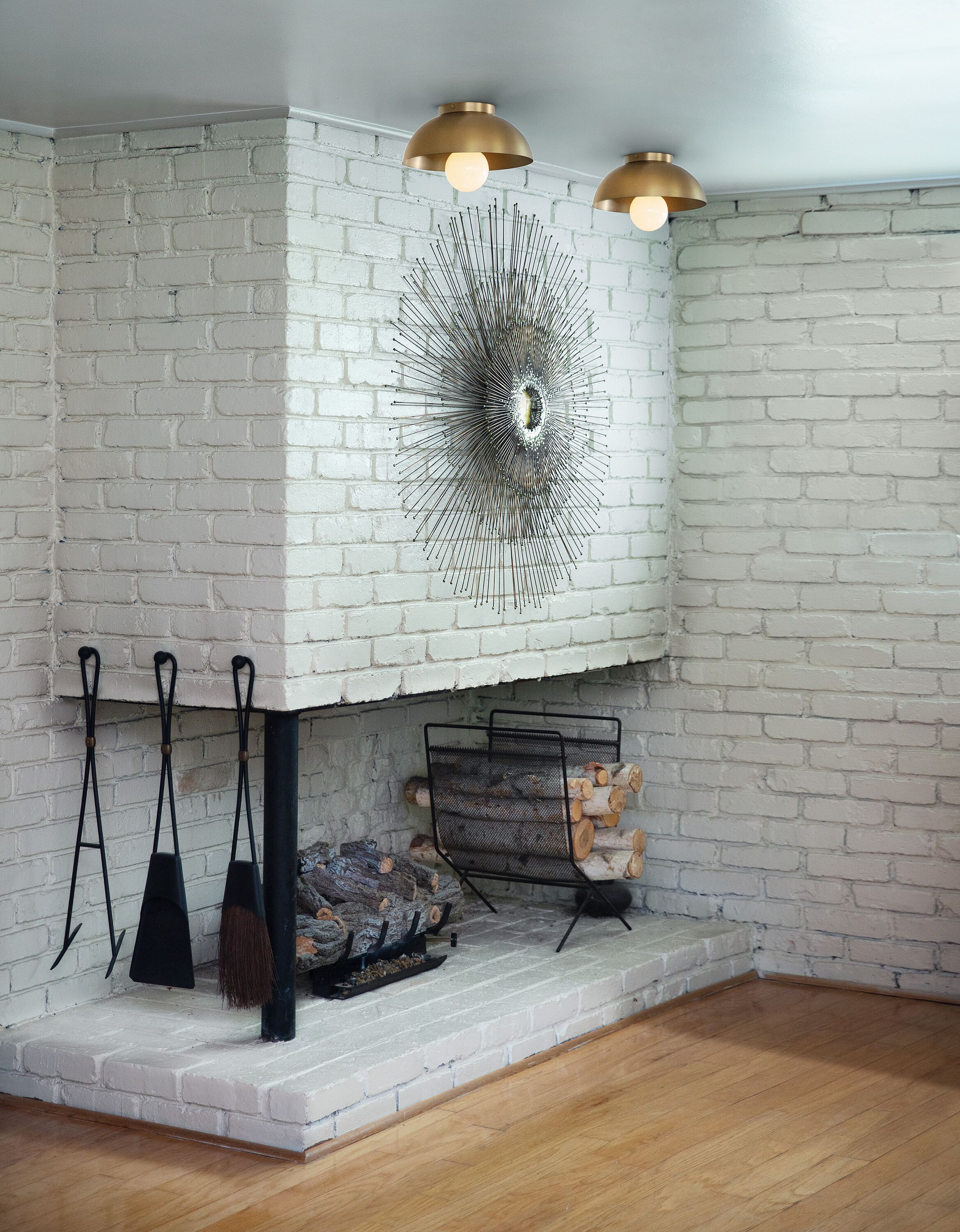 Matte White and Brass LED Globe Flush Mount