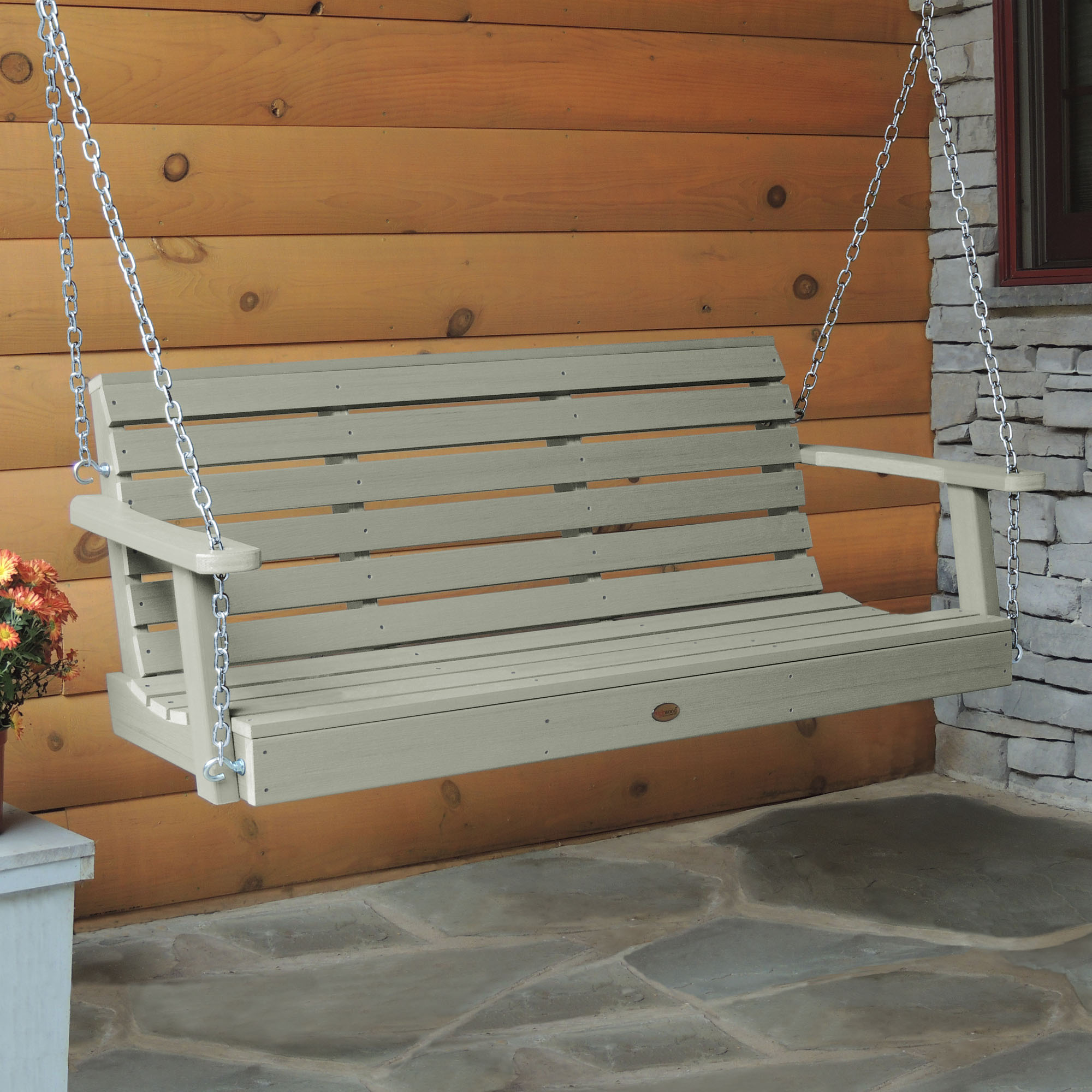 highwood AD-PORW1-EUC The Weatherly 3 -person Eucalyptus Recycled plastic Outdoor Swing