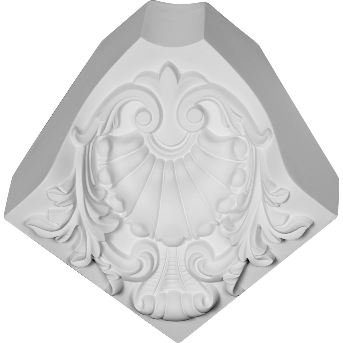 Ekena Millwork MIC07X07CI Carillo Shell 10-1/8-in x 7-3/8-in Interior Primed Polyurethane Traditional Inside corner Crown Moulding Block