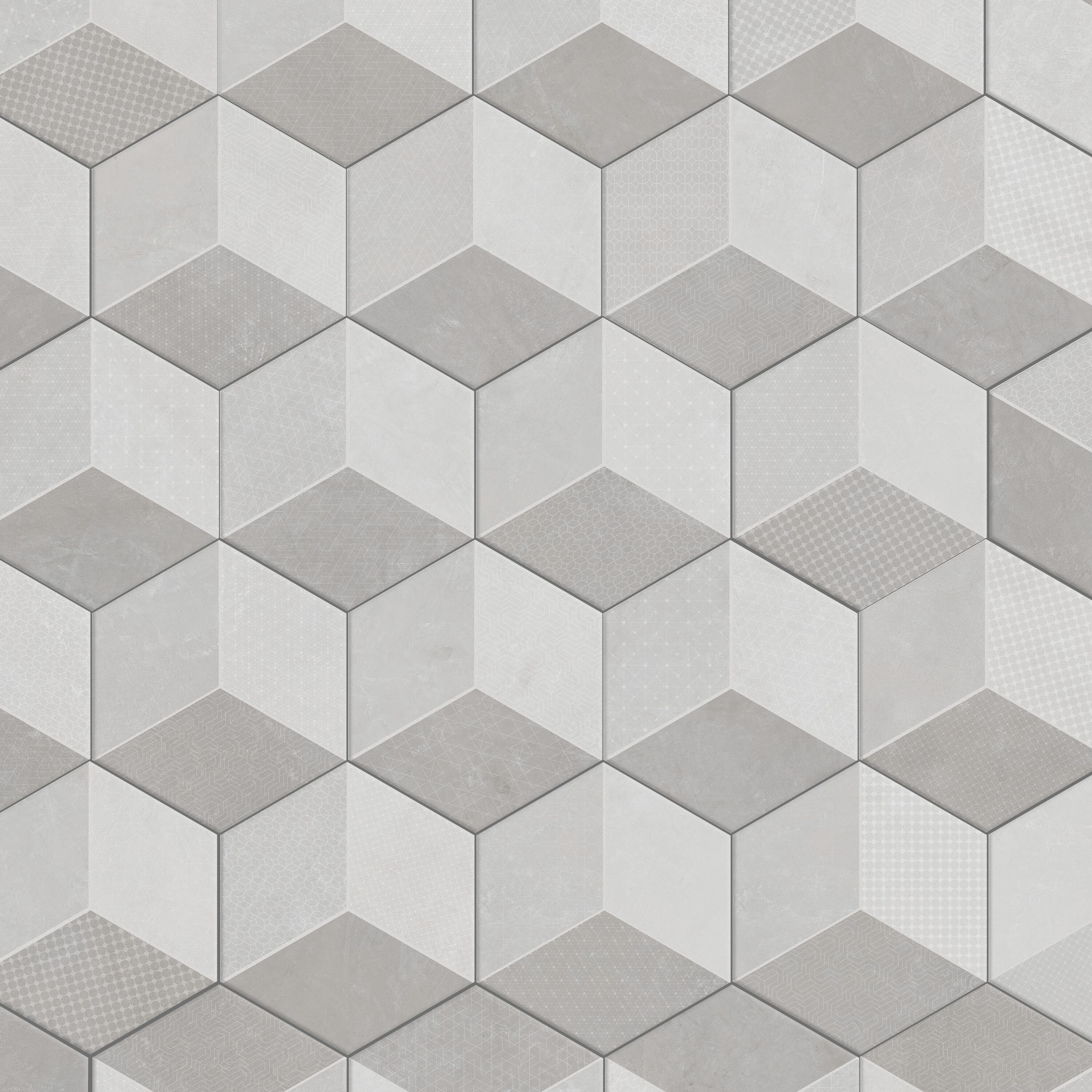 Affinity Tile S1FCD10XPDID Sample - Panama Hex Diamond Deco 9-in x 10-in Matte Porcelain Hexagon Floor and Wall Tile