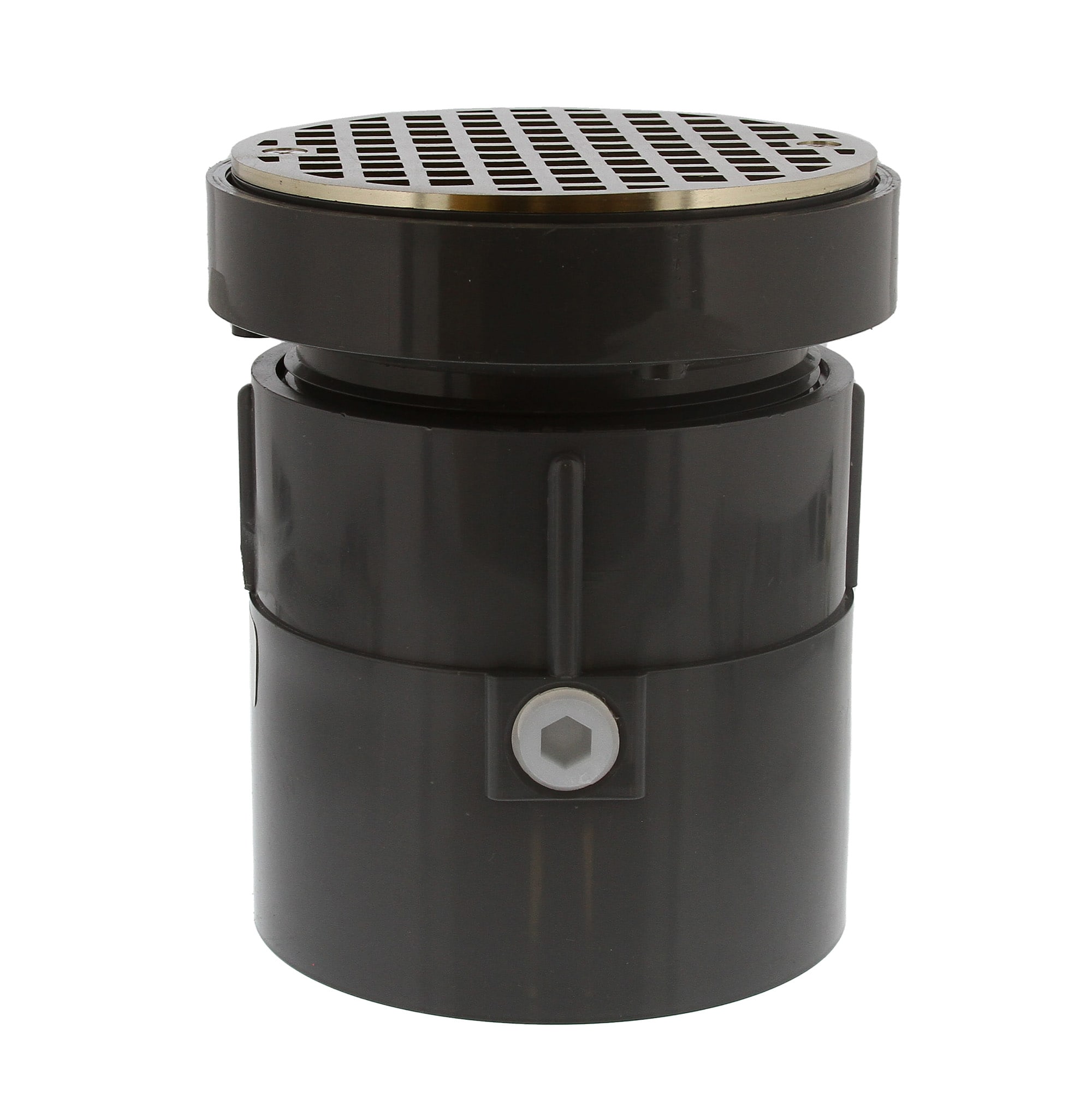 Jones Stephens D50470 4 inch PVC LevelBest Complete Pipe Fit Floor Drain System with 3-1/2 inch Plastic Spud and 5 inch Nickel Bronze Strainer
