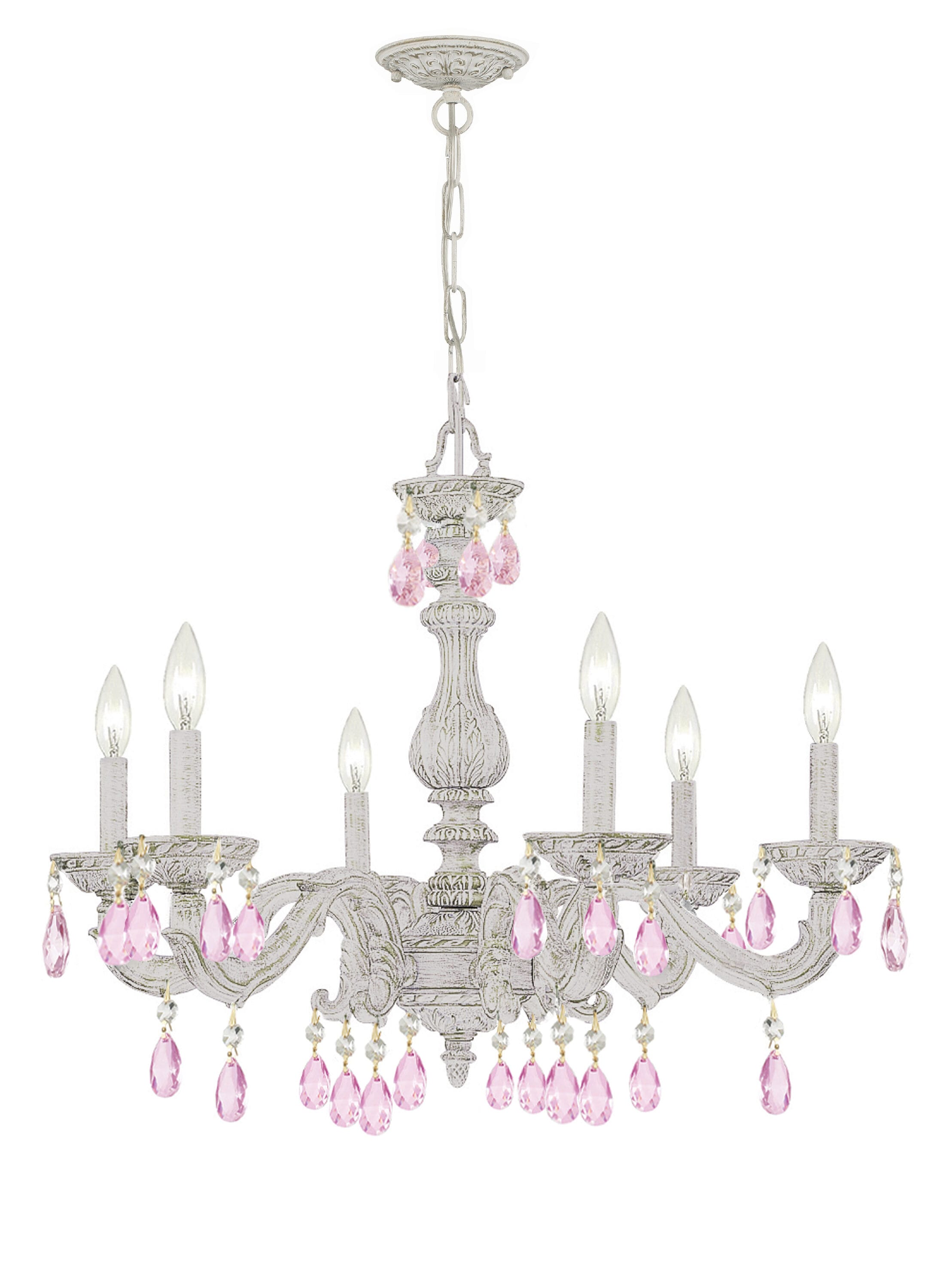 Crystorama 5036-AW-RO-MWP Paris Market 6 -Light Distressed White Rustic Crystal For Use in Bedrooms, Dining Rooms, Foyers, Kitchens, Living Rooms Chandelier