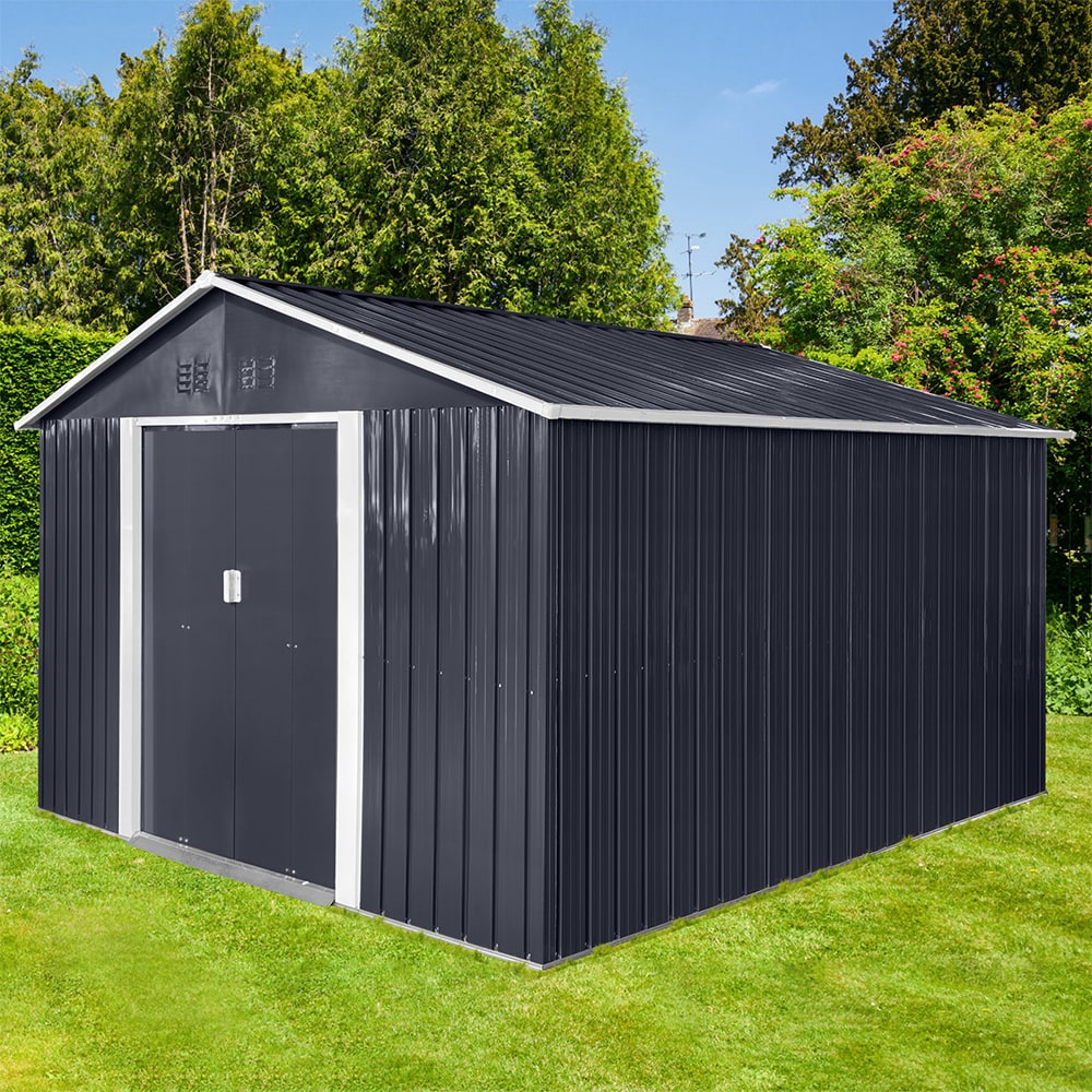 Blisstyle - 11.2-ft x 10.6-ft PREMIUM Aluminum/Zinc/Silicon-coated steel Metal Storage Shed