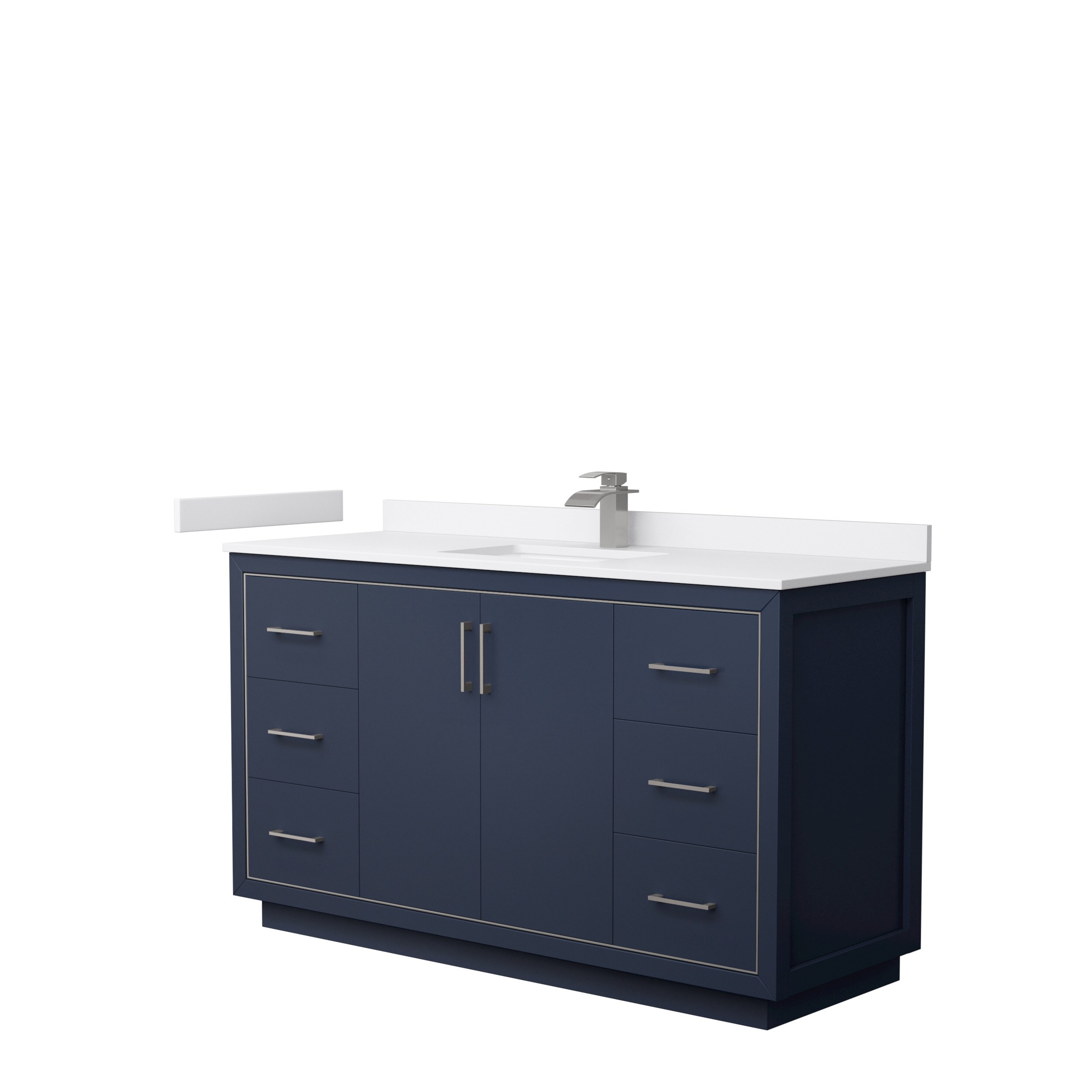 Wyndham Collection WCF111160SBNWCUNSMXX Icon 60-in Dark Blue with Brushed Nickel Trim Undermount Single Sink Bathroom Vanity with White Cultured Marble Top