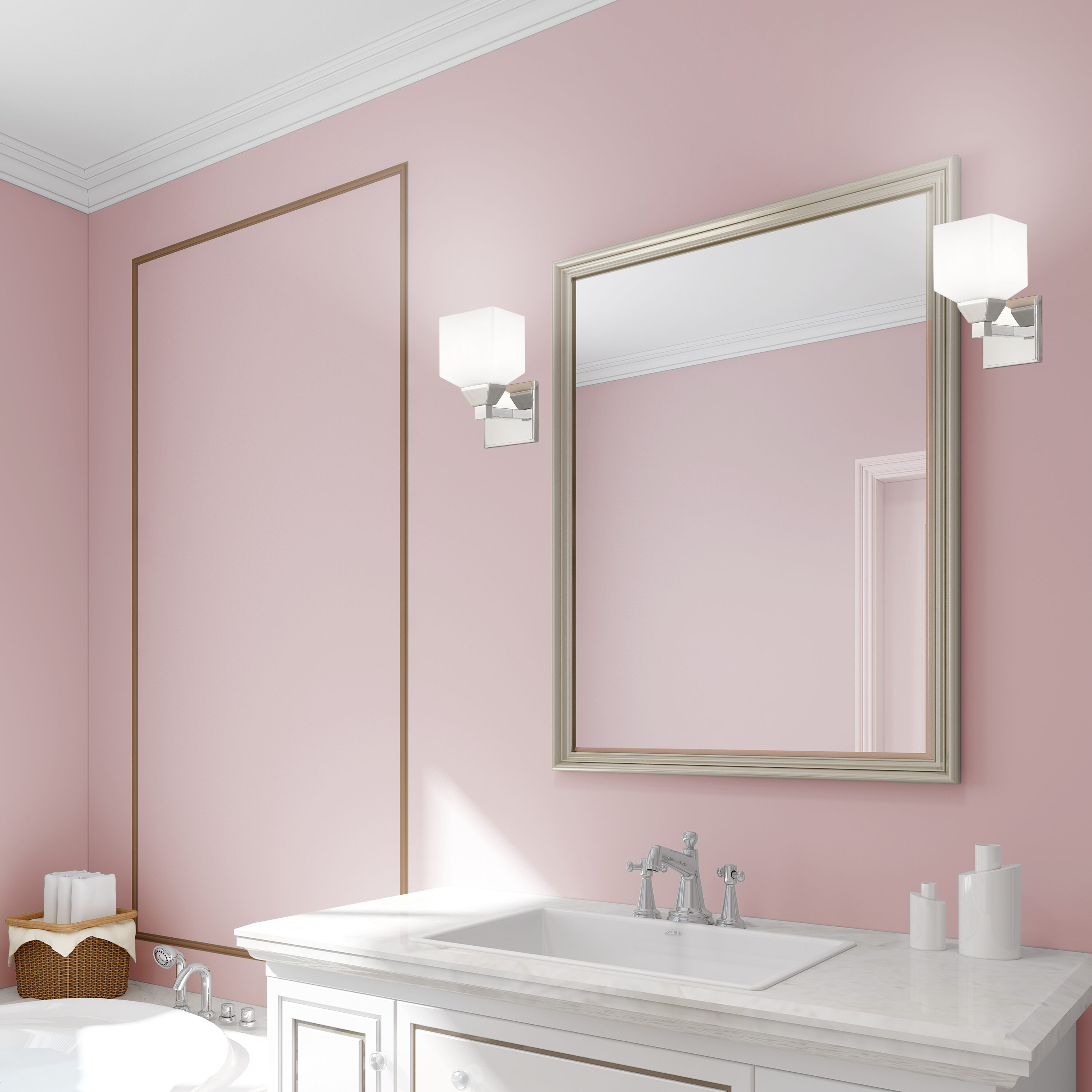Aragon Satin Opal White Glass 1-Light Sconce in Brushed Nickel