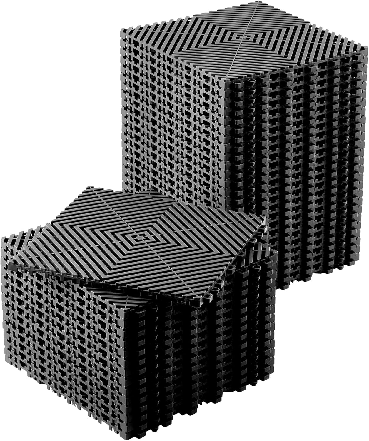 Garvee Interlocking Floor Tiles 50 Pack 12inX12in Waterproof Modular Cushion Mats Non Slip Drainage Tiles for Garage Floor Gym Pool Deck Patio and Outdoor Shower Black