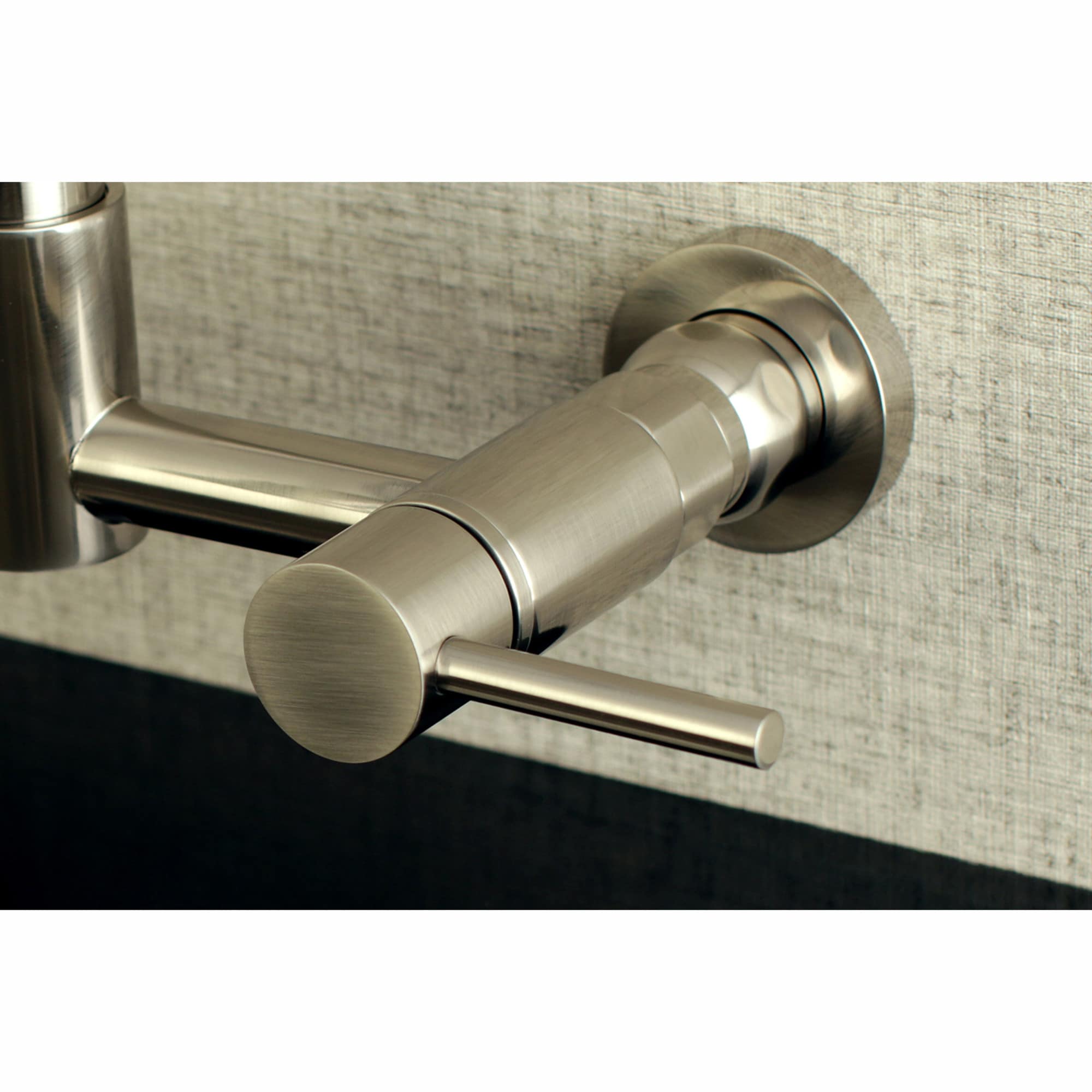 Kingston Brass WLGS8188DL Concord Brushed nickel Double Handle Wall-mount Pre-rinse Kitchen Faucet with Sprayer