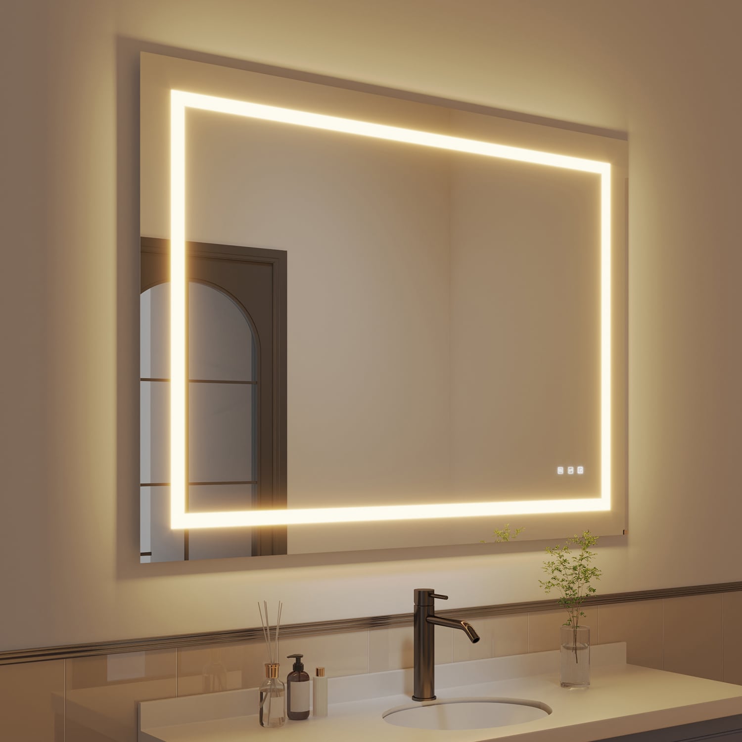 waterpar Frontlit 48-in x 36-in Frameless Rectangle Dimmable