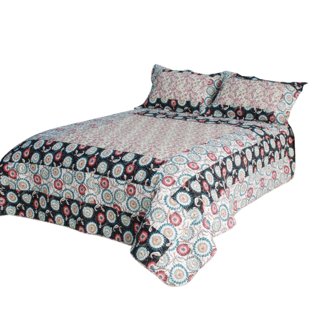 Slickblue Handmade Vermicelli Quilted Reversible Quilt Set (Twin/King) Beige Bedding Set for Bedroom and Guest Room