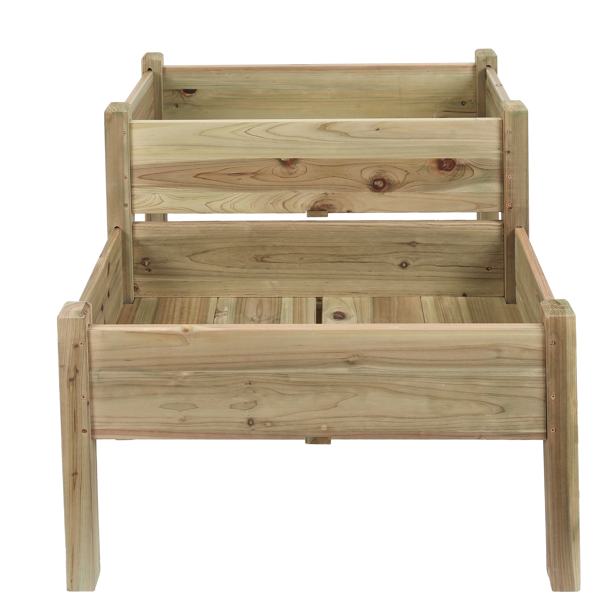 LuxenHome WHPL1191 33.81-in W x 33.38-in L x 28.75-in H Elevated Natural Wood Raised Garden Bed