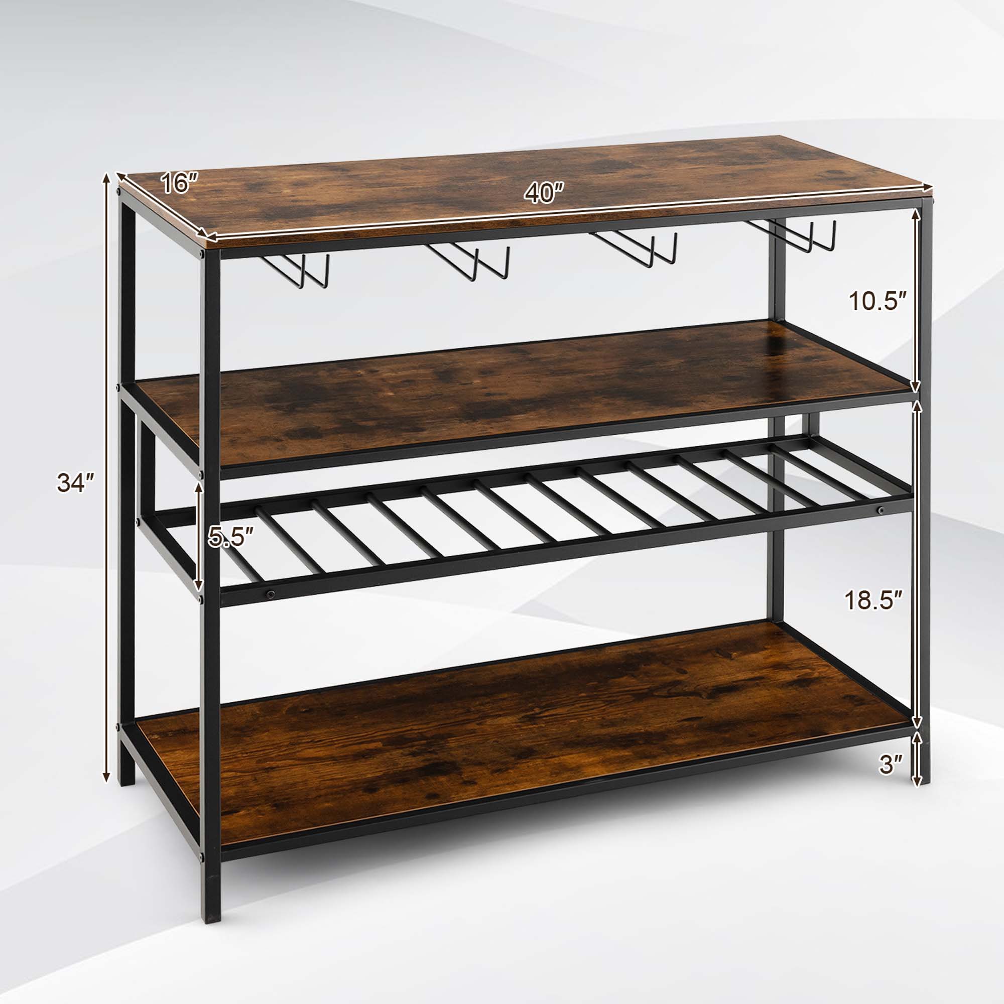 Goplus 300-Bottle Rustic Brown Wood Wine Cabinet