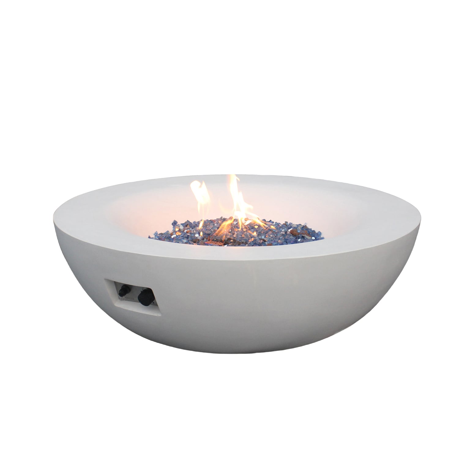 Bybafun YA6400020 42-in W Antique White Concrete Round Liquid propane Firebowl