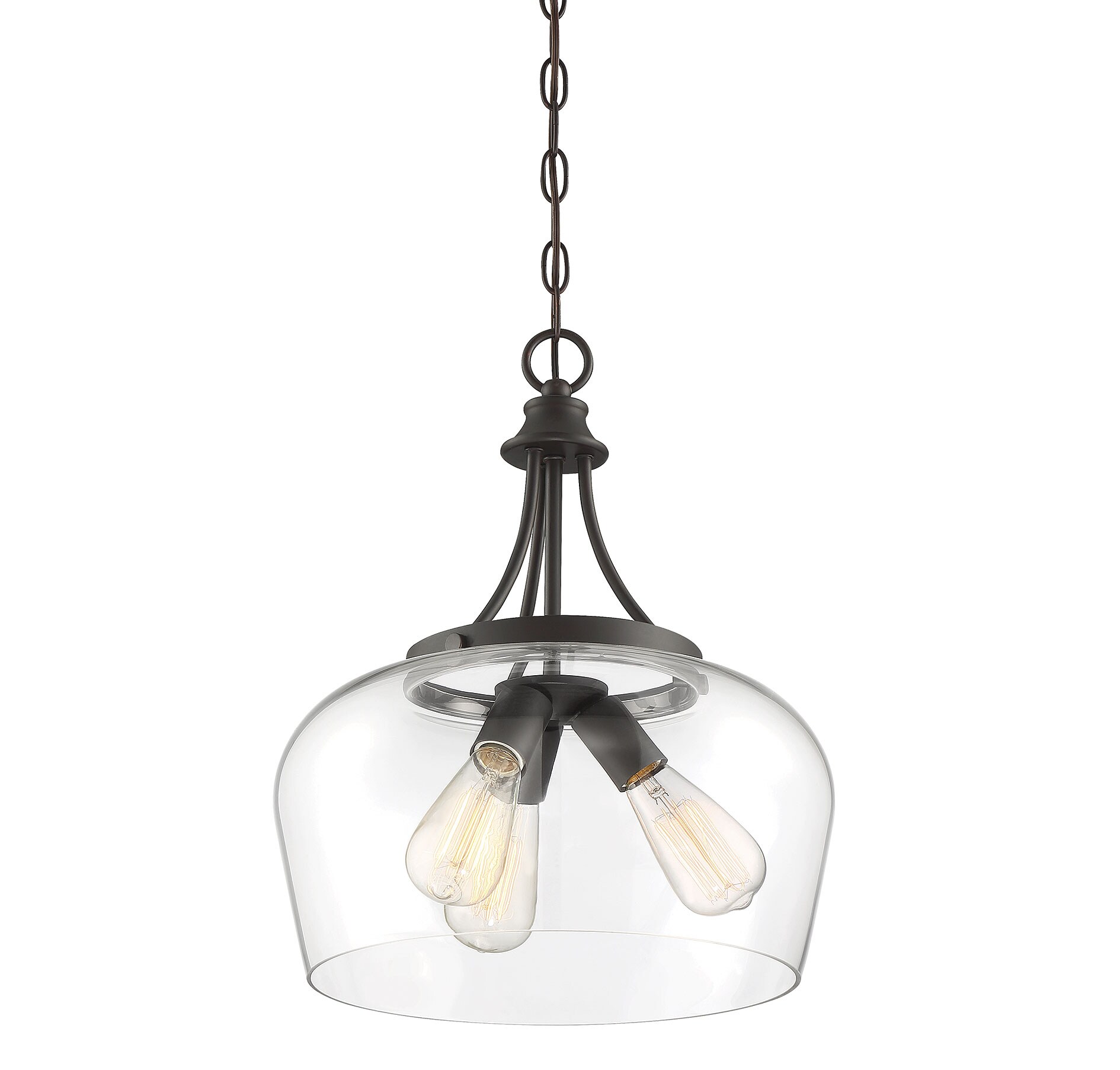 English Bronze Glass Transitional Pendant Light