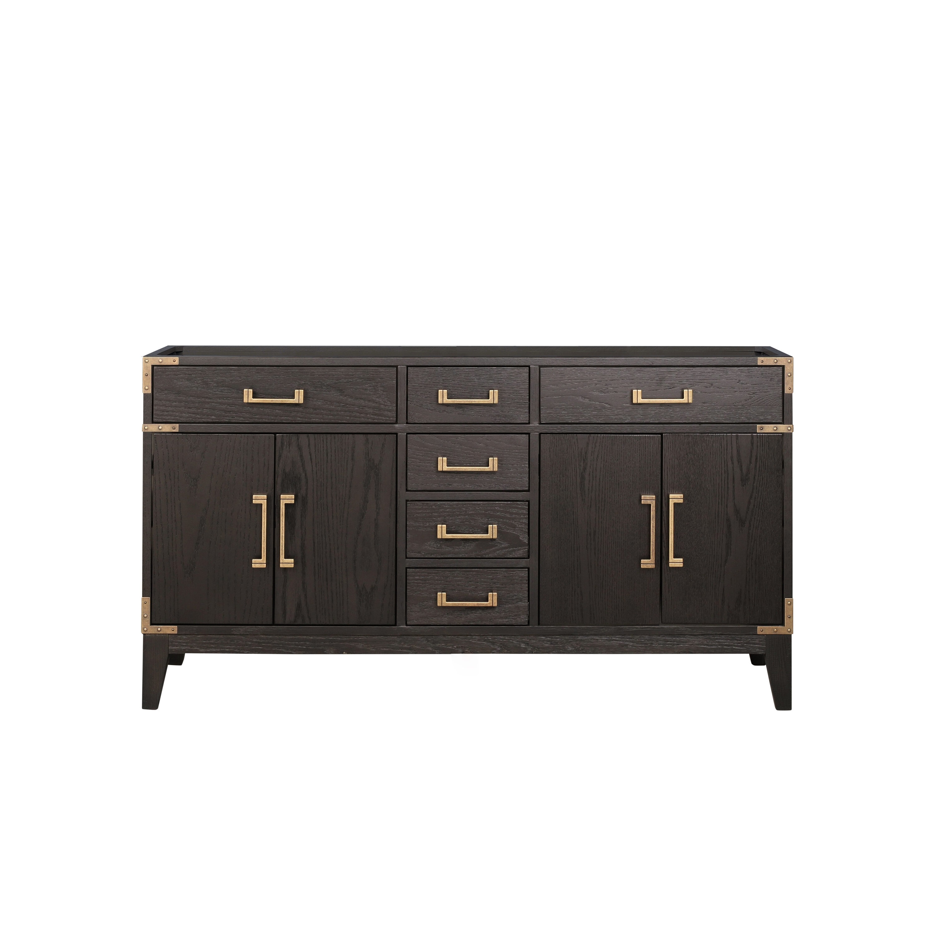 Lexora LVW60DK000 Wilton 60-in Brown Oak Bathroom Vanity Base Cabinet without Top