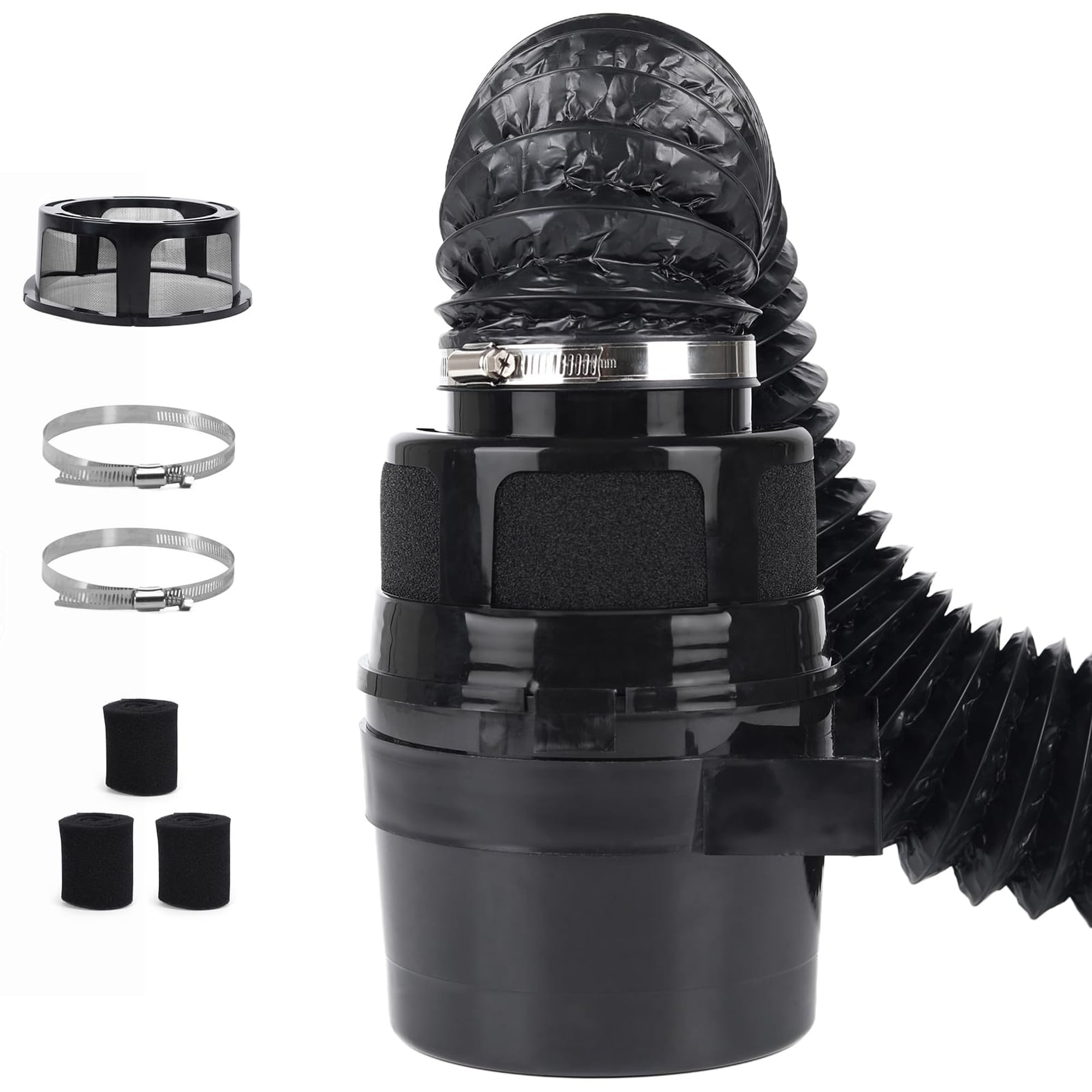 Angel Sar Indoor Electric Dryer Vent Kit 3 IN 1 with Lint Trap Dryer Lint Catcher and Water Filter Bucket Black with Black Hose for Electric Dryer