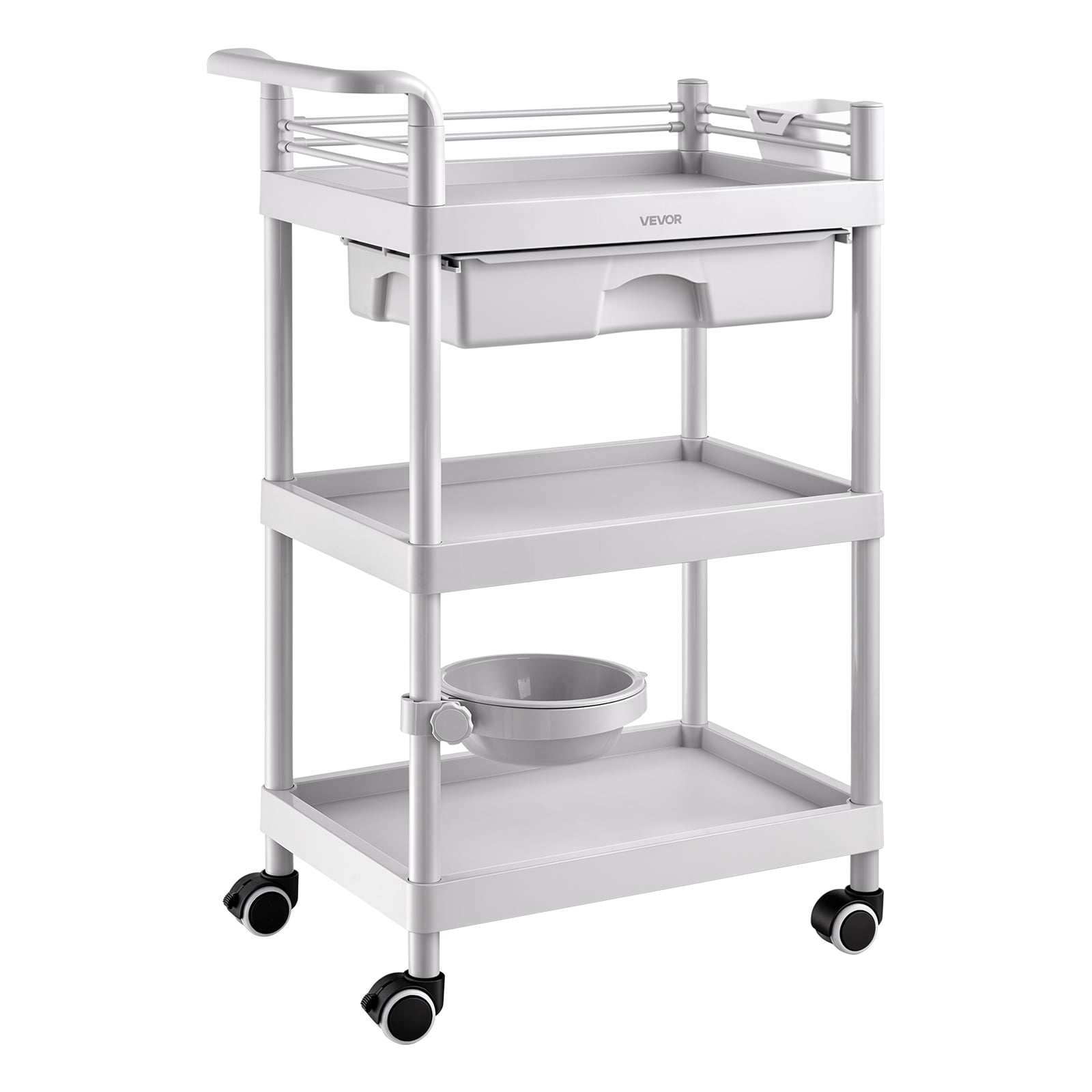 VEVOR Medical Cart Three-Tier Medical Trolley Cart with Drawer 110.23 ...