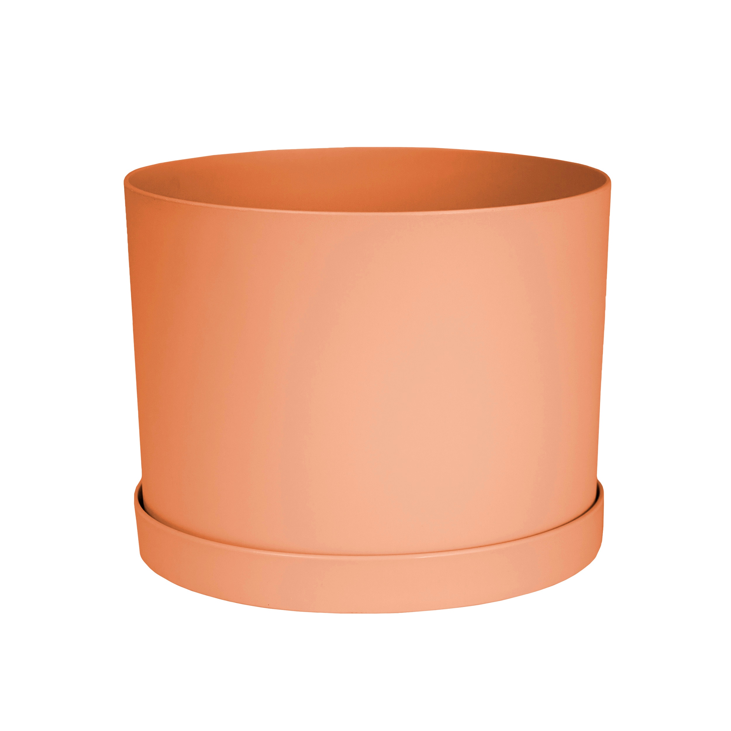 Bloem MAT0847 Round 8.5-Inches W Small Orange Plastic Contemporary/Modern Indoor/Outdoor Planter with Drainage Holes Attached Saucer