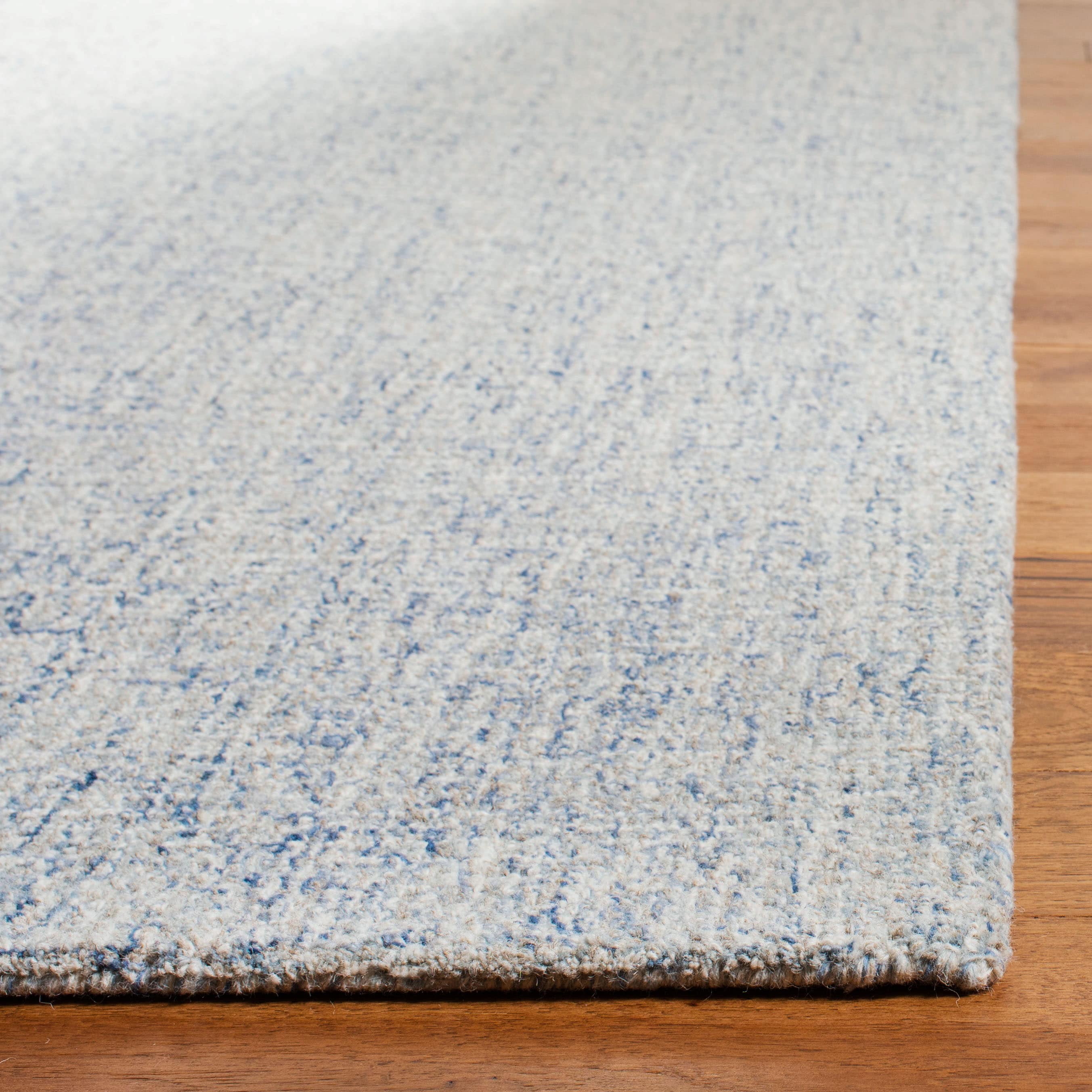 Handmade Abstract Blue Wool Area Rug, Easy Care, 4' x 6'