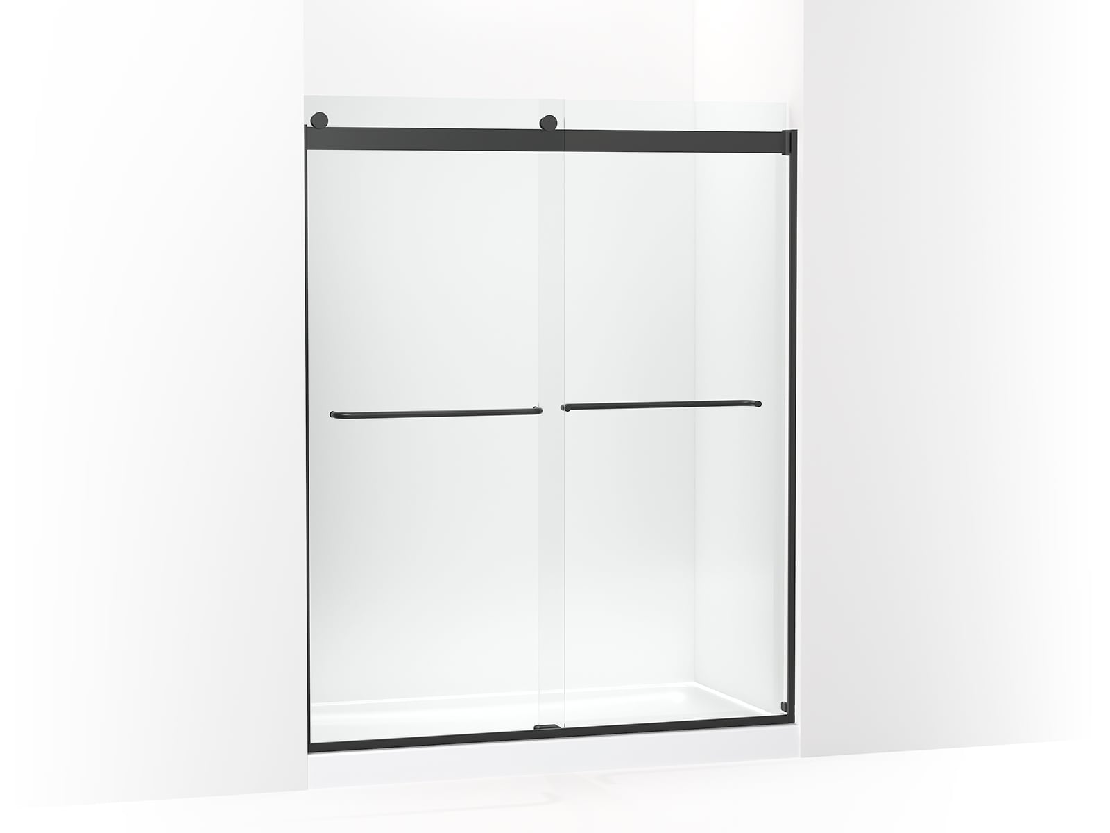 KOHLER Levity Matte Black 56-in to 60-in x 74-in Frameless Bypass ...