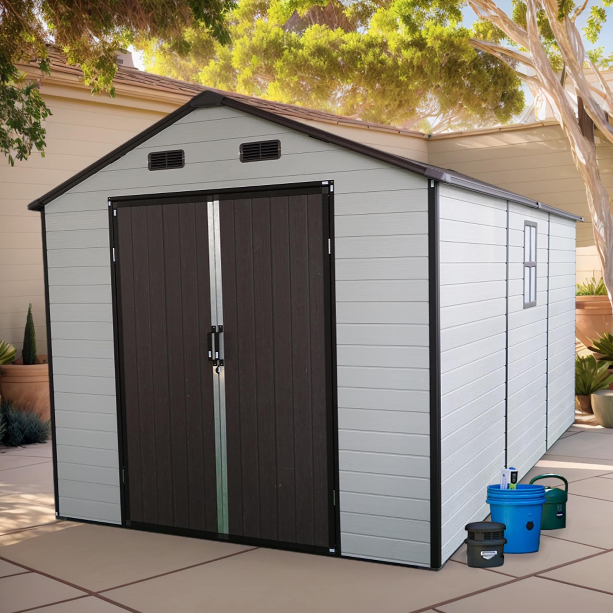 Mondawe MO-QFW00021 8 ft x 14 ft Resin Outdoor Storage Shed