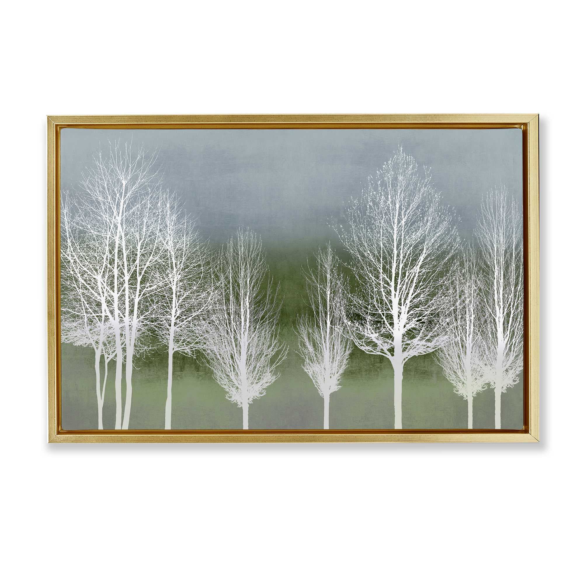 Stupell Industries BS-565-FFG-20X30 White Tree Impressions Gold Framed Floater Canvas Wall Art By Kate Bennett 31 x 21