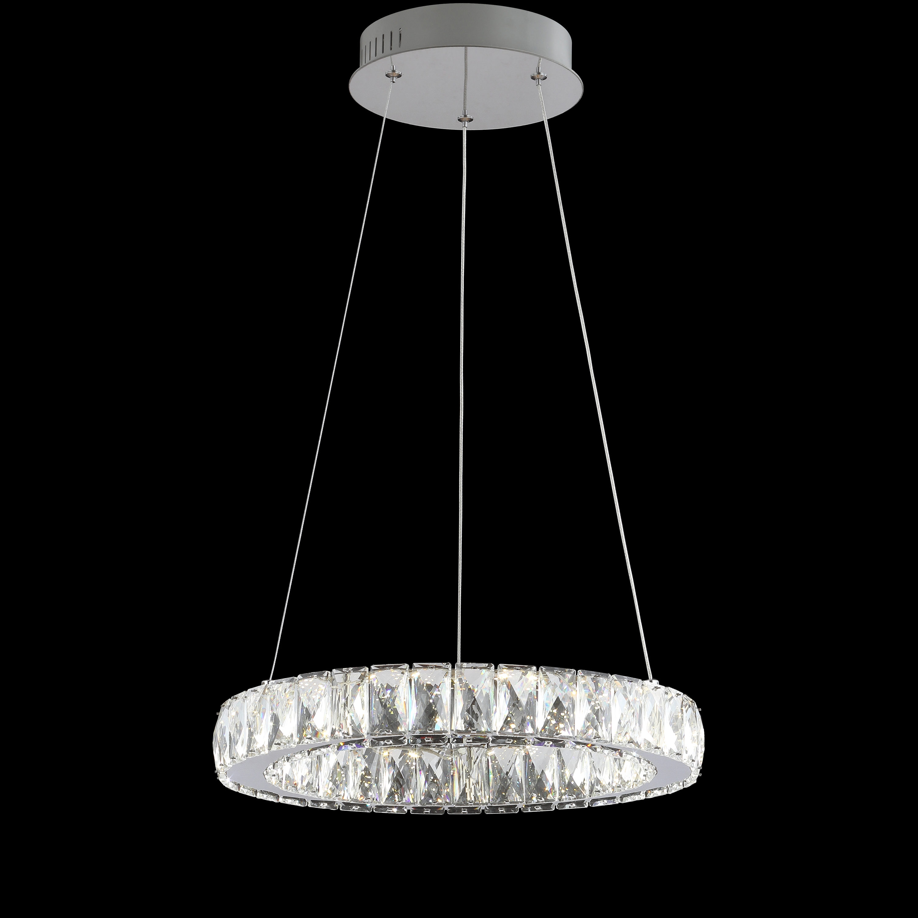 Elegant Chrome Crystal Ring LED Chandelier 15.75" Flush Mount