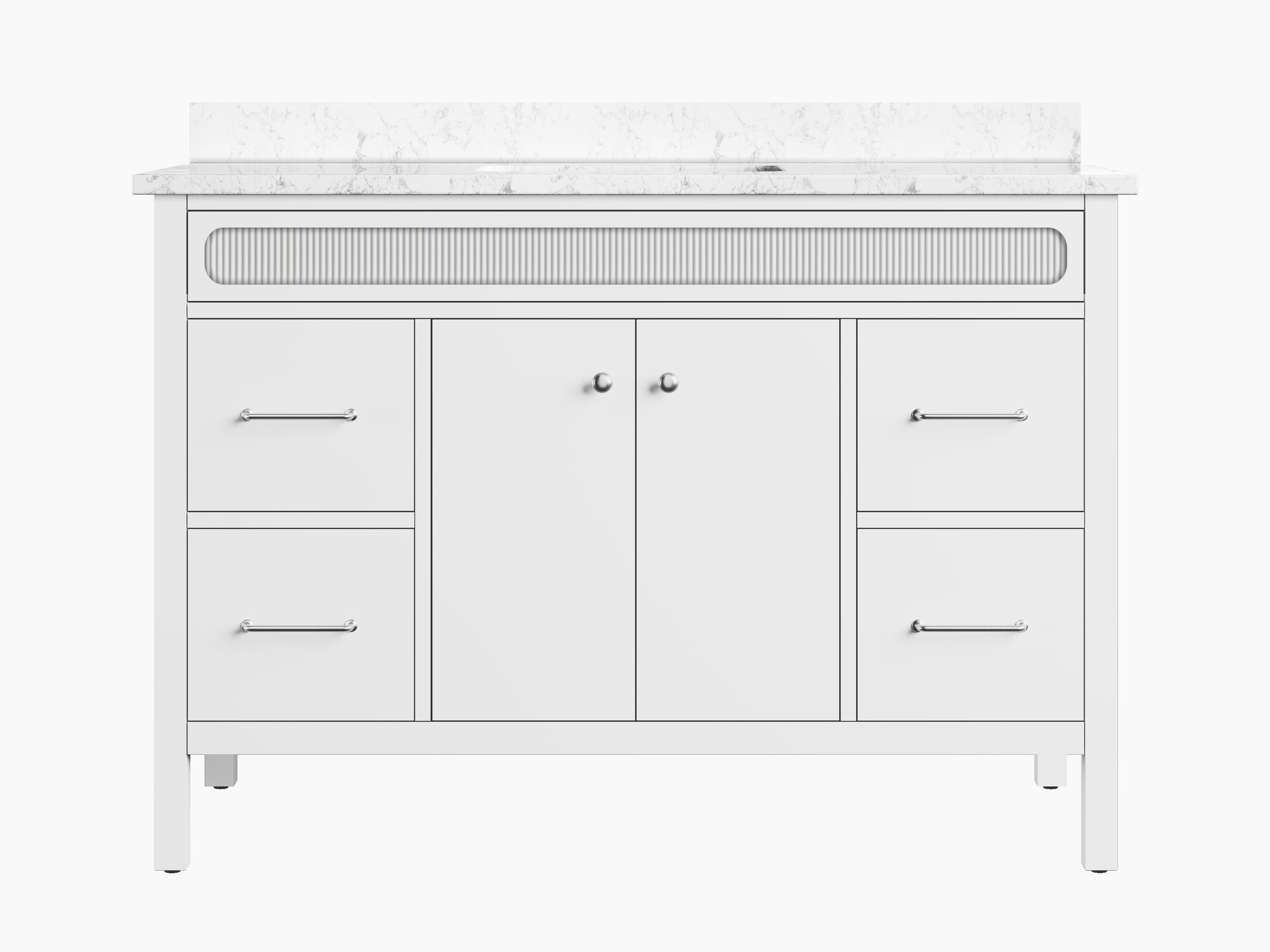 WonderLand Luxe 48-in Warm White Undermount Single Sink Bathroom Vanity with Carrara Sky Engineered Marble Top